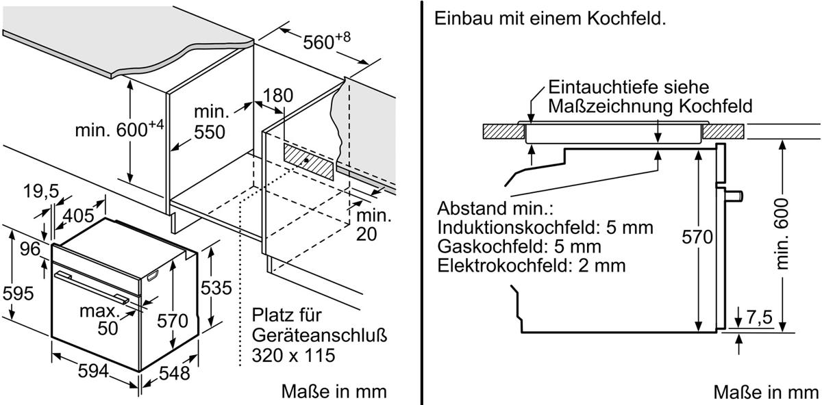 Bosch HBA537BS0 Serie 6 Einbau-Backofen, EcoClean Direct, 3D Heißluft, A