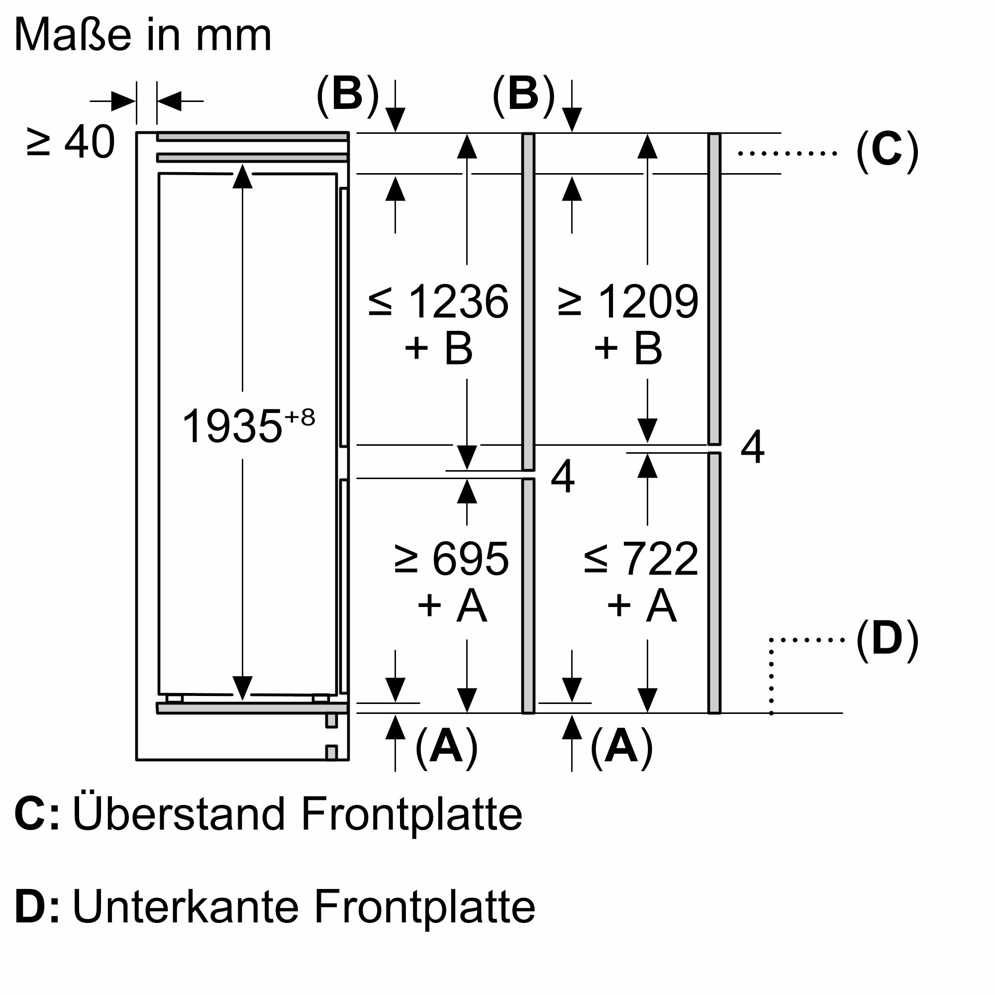 Siemens KI96NVFD0 iQ300 Einbau Kühl-Gefrierkombination, Nischenhöhe 194 cm, NoFrost, 290 L, Festtürtechnik, hyperFresh, LED Beleuchtung, weiß