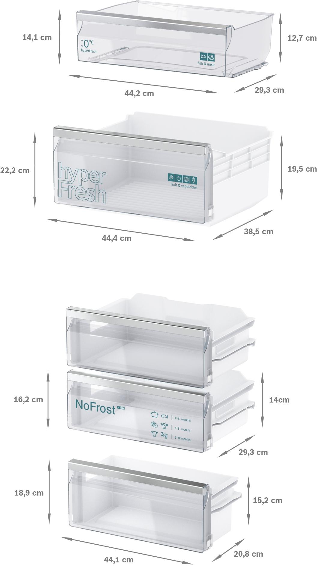 Siemens KI96NVFD0 iQ300 Einbau Kühl-Gefrierkombination, Nischenhöhe 194 cm, NoFrost, 290 L, Festtürtechnik, hyperFresh, LED Beleuchtung, weiß