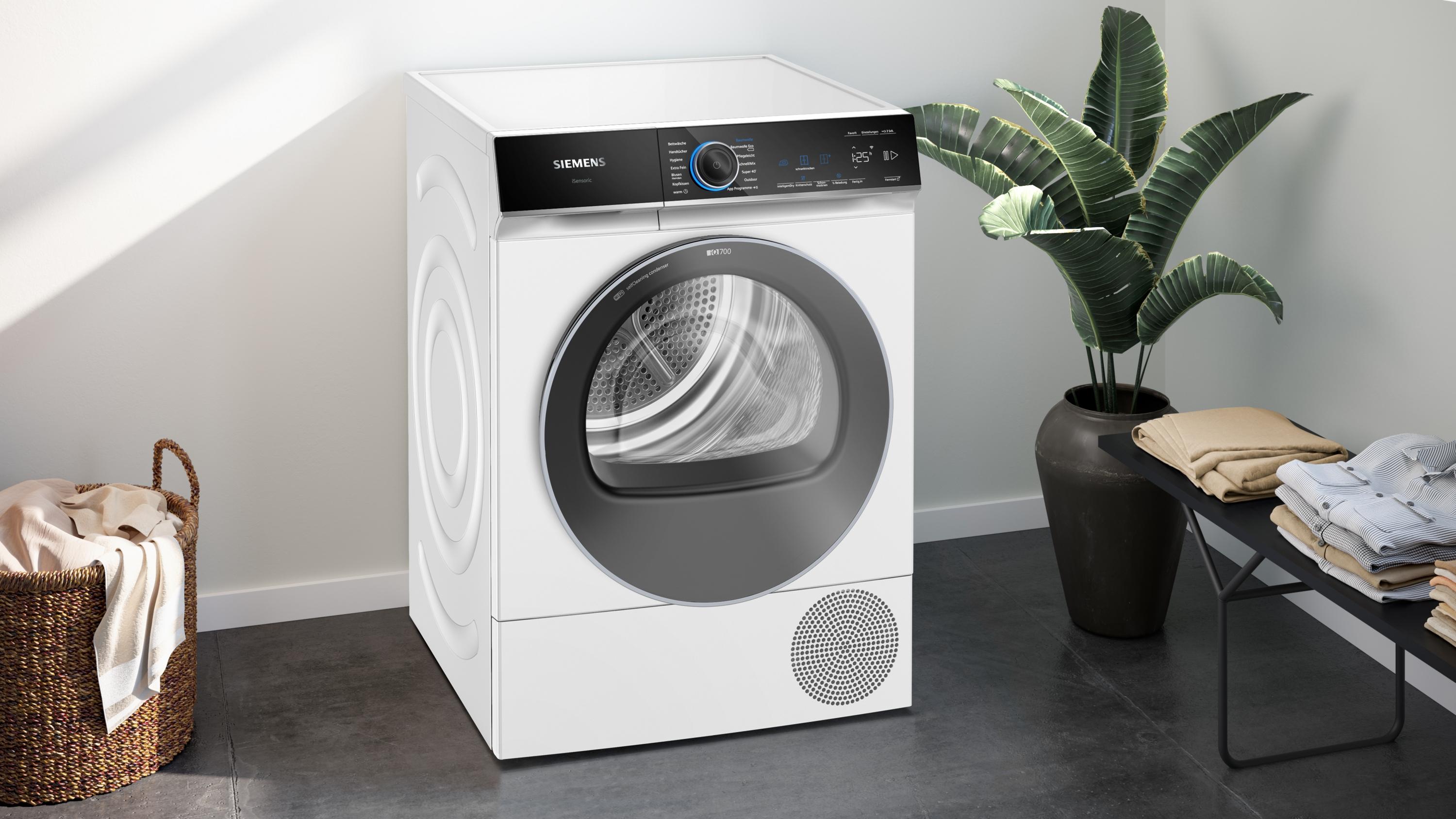 Siemens WQ45B2B40 9kg A+++ Wärmepumpentrockner, 59,8cm breit, Home Connect, Fernsteuerung, Startzeitvorwahl, weiß