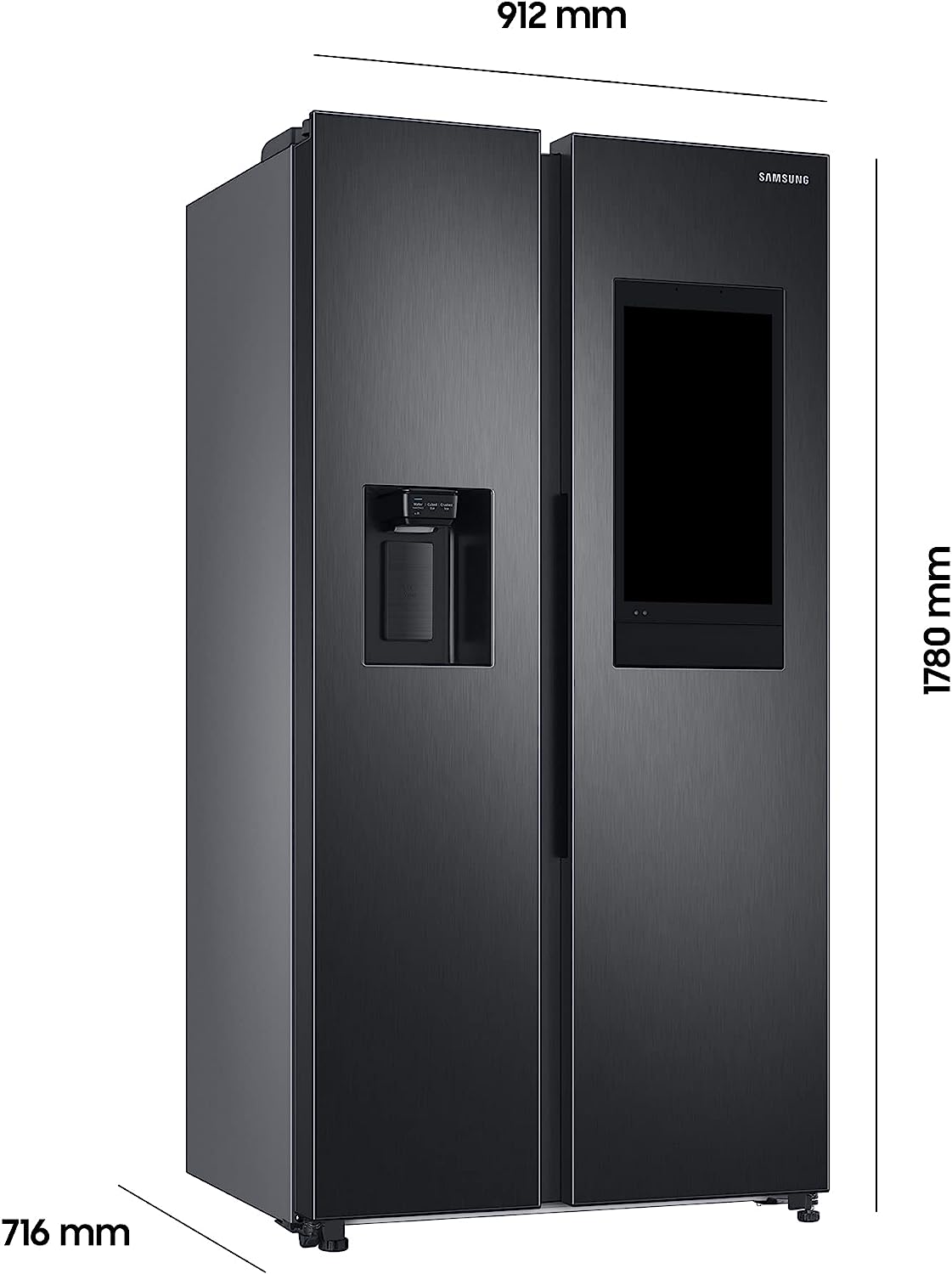 Samsung RS6HA8891B1 Side-by-Side Kühlschrank mit Family Hub, 389 Liter Kühlen, 225 Liter Gefrieren, 