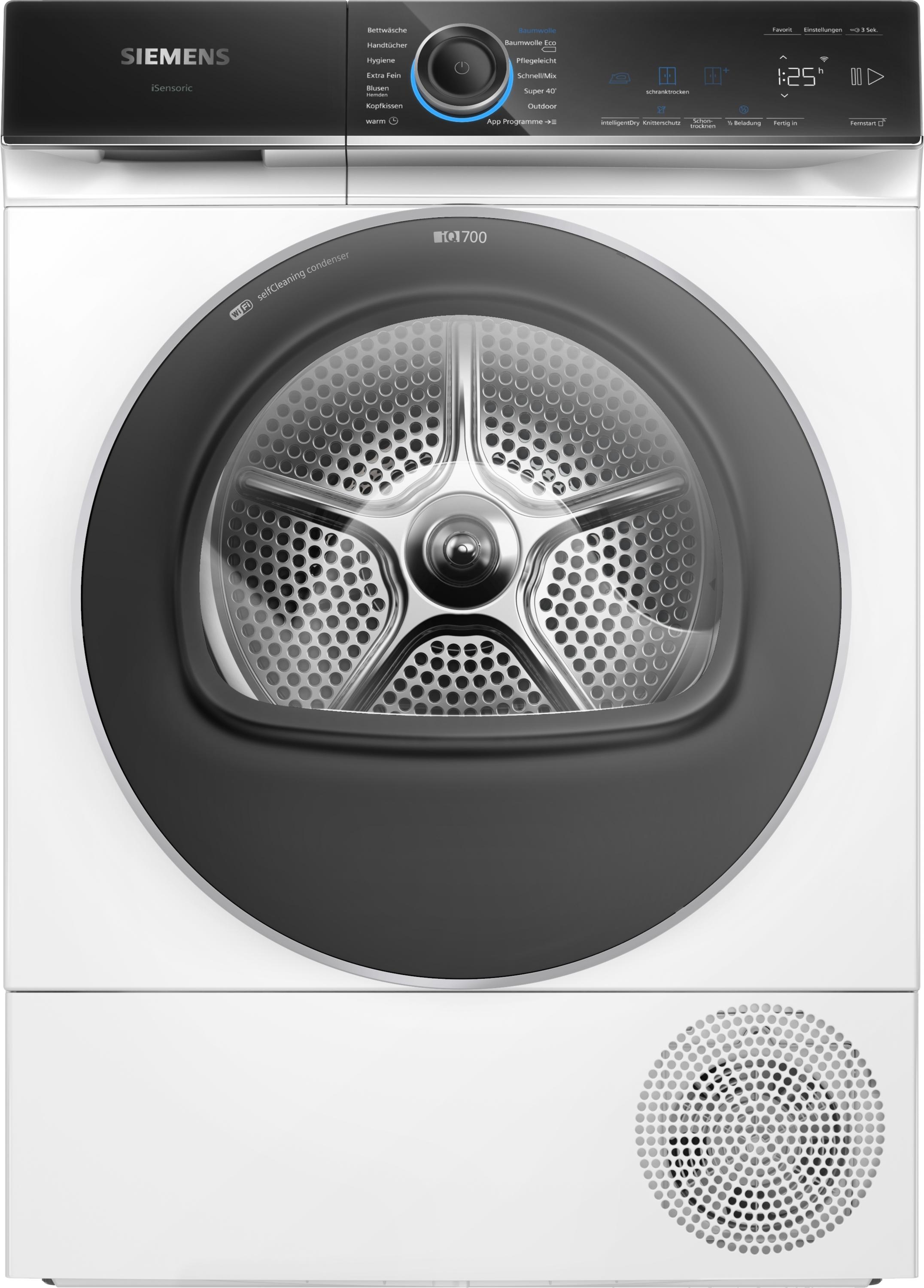 Siemens WQ45B2B40 9kg A+++ Wärmepumpentrockner, 59,8cm breit, Home Connect, Fernsteuerung, Startzeitvorwahl, weiß