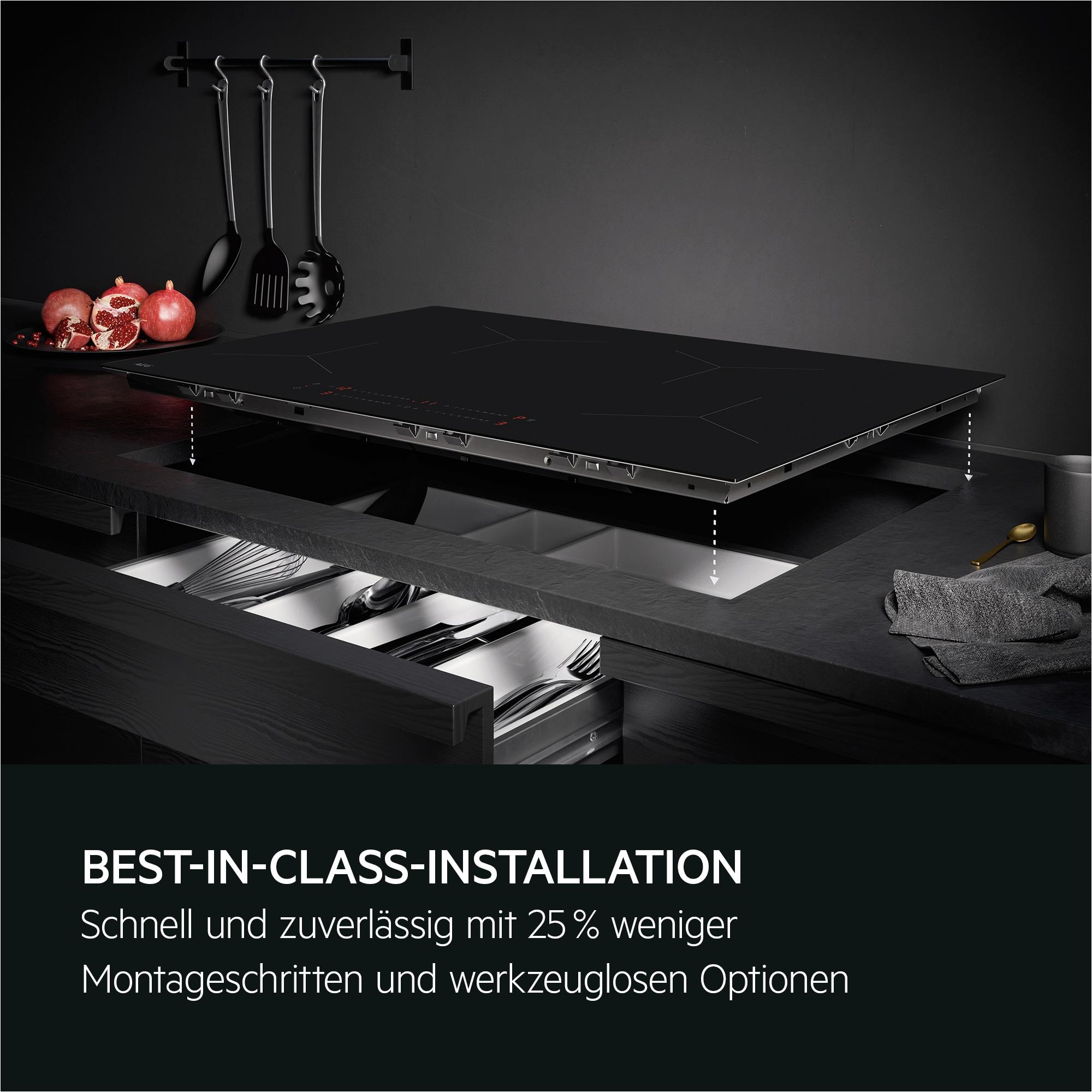 AEG TO84IA0FIT Induktionskochfeld Autark 80 cm, 4 Flex-Kochzonen mit kratzresistenter SaphirMattSE-Oberfläche, Powerfunktion, Touch-Bedienung, Rahmenlos