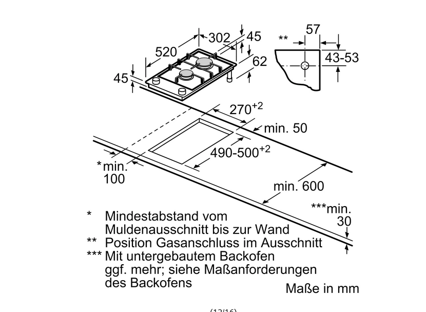 Siemens ER3A6BB70D iQ700 Autarkes Domino-Gaskochfeld, Glaskeramik, 30cm breit, stepFlame Technology,