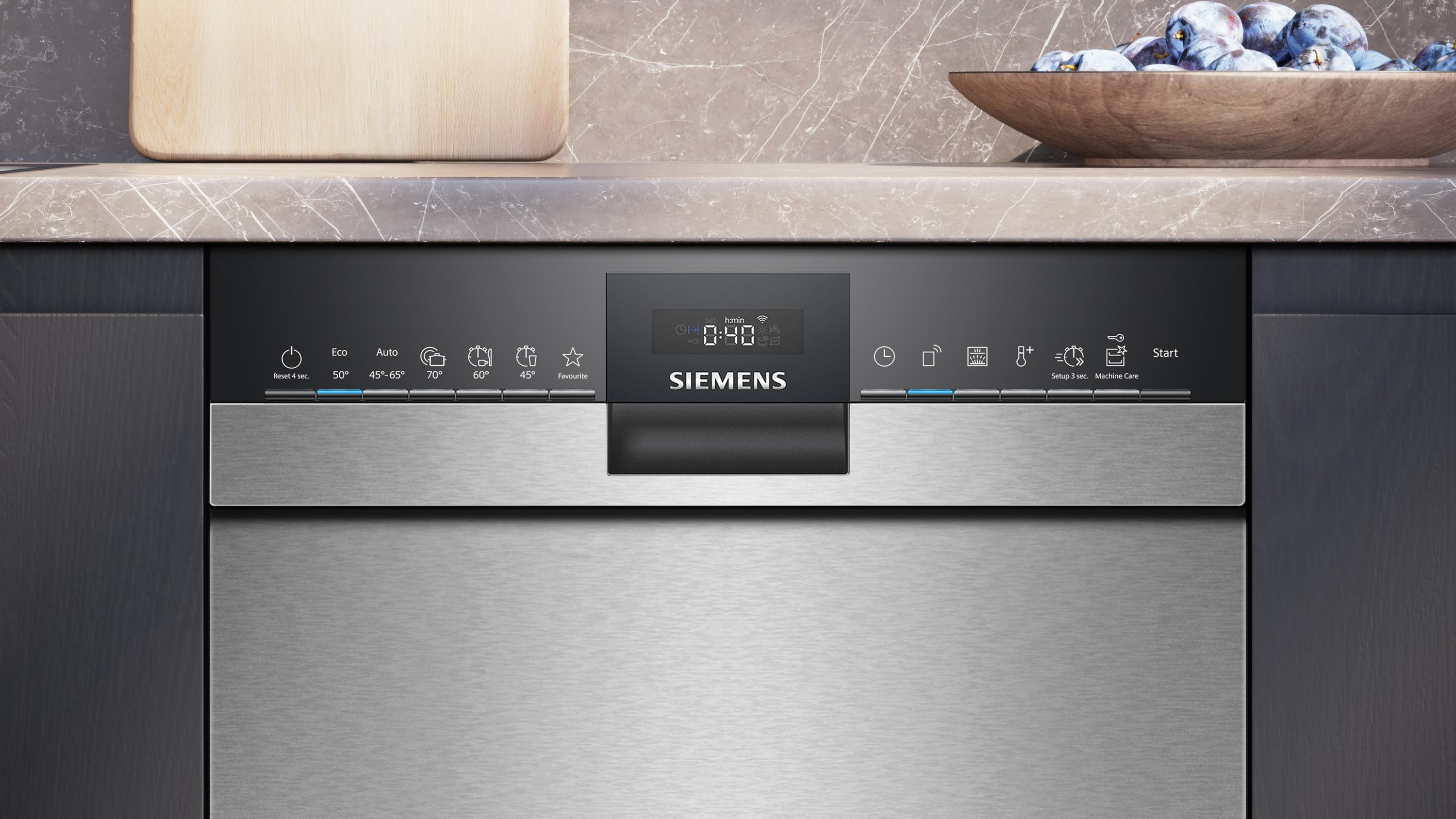 Siemens SR43ES25ME iQ300, Unterbau-Geschirrspüler, 45 cm, Gebürsteter Stahl