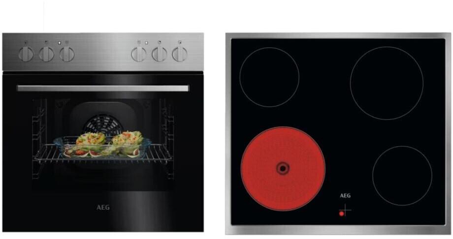 AEG KOMBI1026 EEK: A Herdset mit Glaskeramikkochfeld (OU5AE10CM + TA64RA00XB), 60 cm breit, 65 L, Edelstahl Antifingerprint
