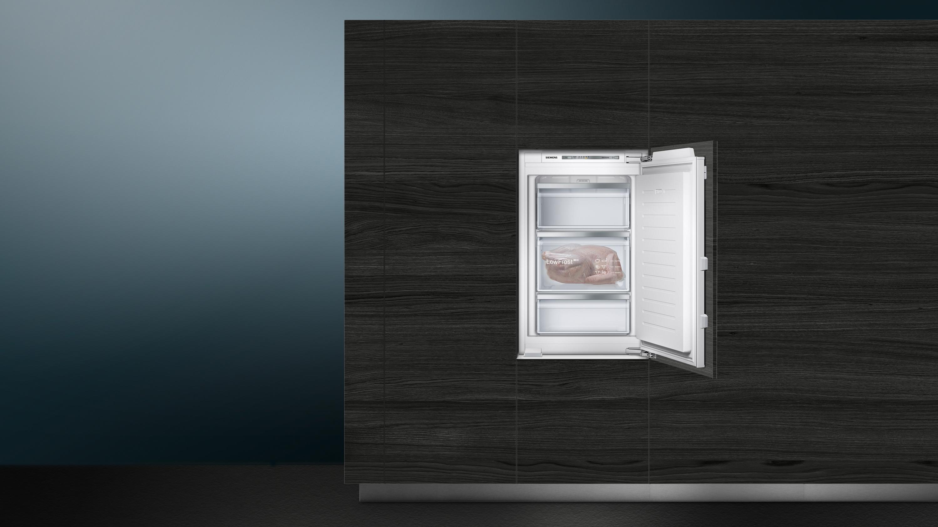 Siemens GI21VADD0 iQ500 Einbau Gefrierschrank, Nischenhöhe: 88cm, 95l, Flachscharnier, lowFrost, freshSense