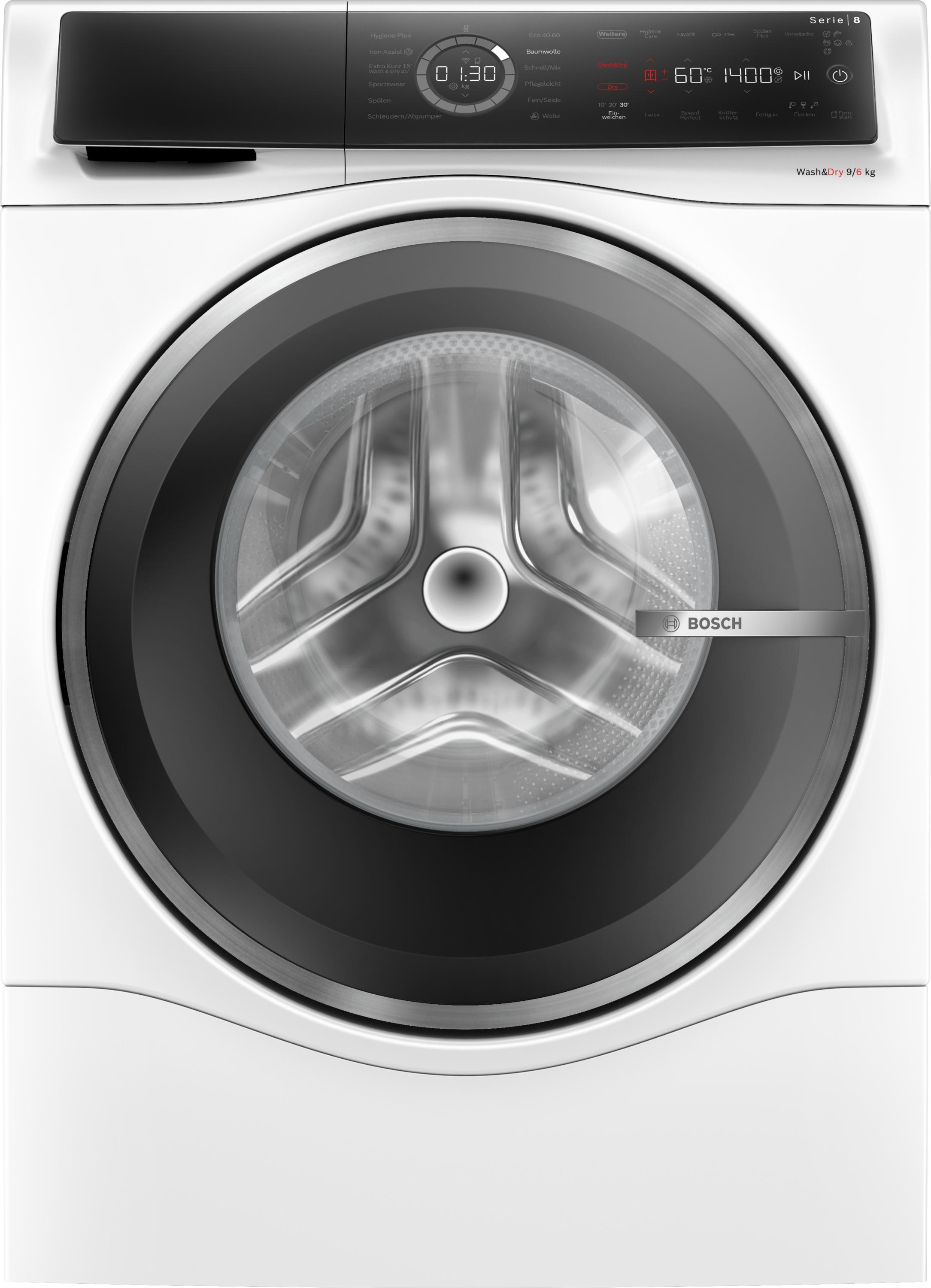 Bosch WNC244070 Serie 8 9kg/6kg Waschtrockner, Sportswear, Wash & Dry, Eco Silence Drive, AquaStop, weiß