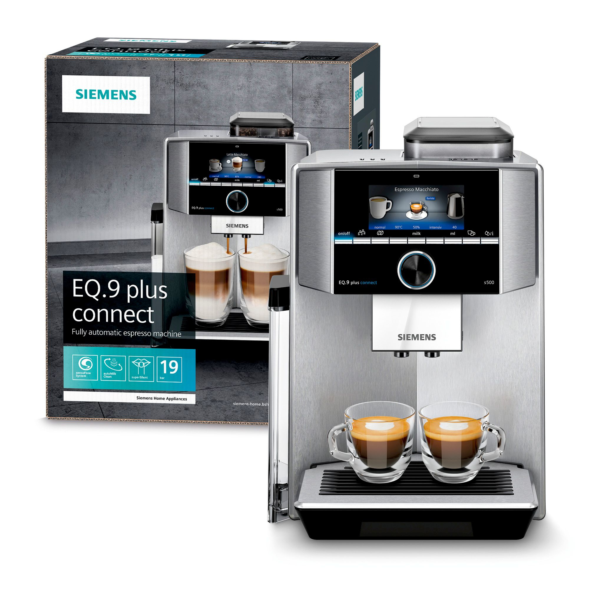 Siemens TI9558X1DE EQ.9 plus connect s500 Kaffeevollautomat, 1500W, Displaysprache auswählbar, Edelstahl