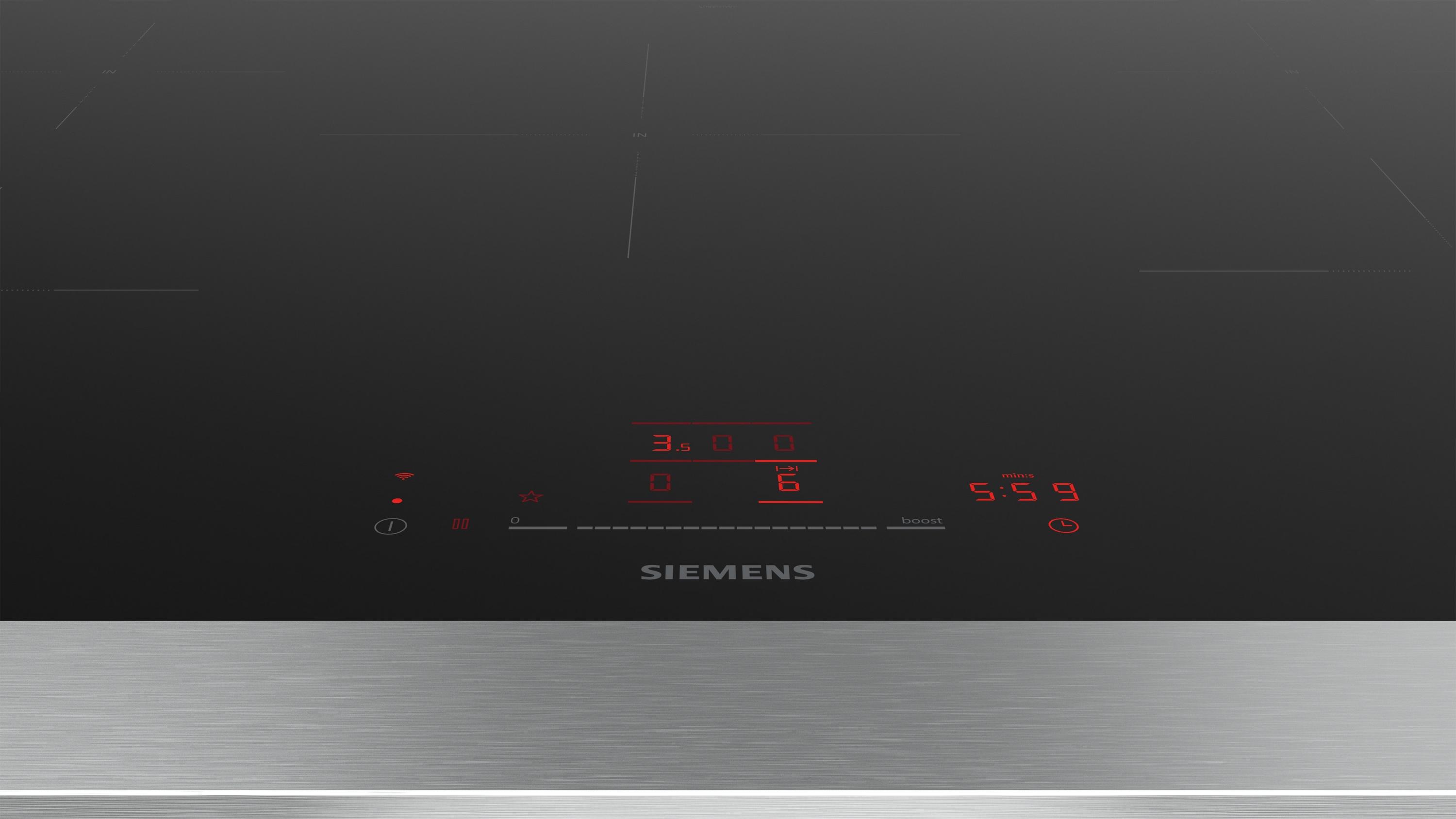 Siemens EH801HVB1E iQ100 Autarkes Induktionsfeld, Glaskeramik, 80 cm breit, TouchControl, Homeconnect, flächenbündig, 17 Leistungsstufen, powerBoost, schwarz