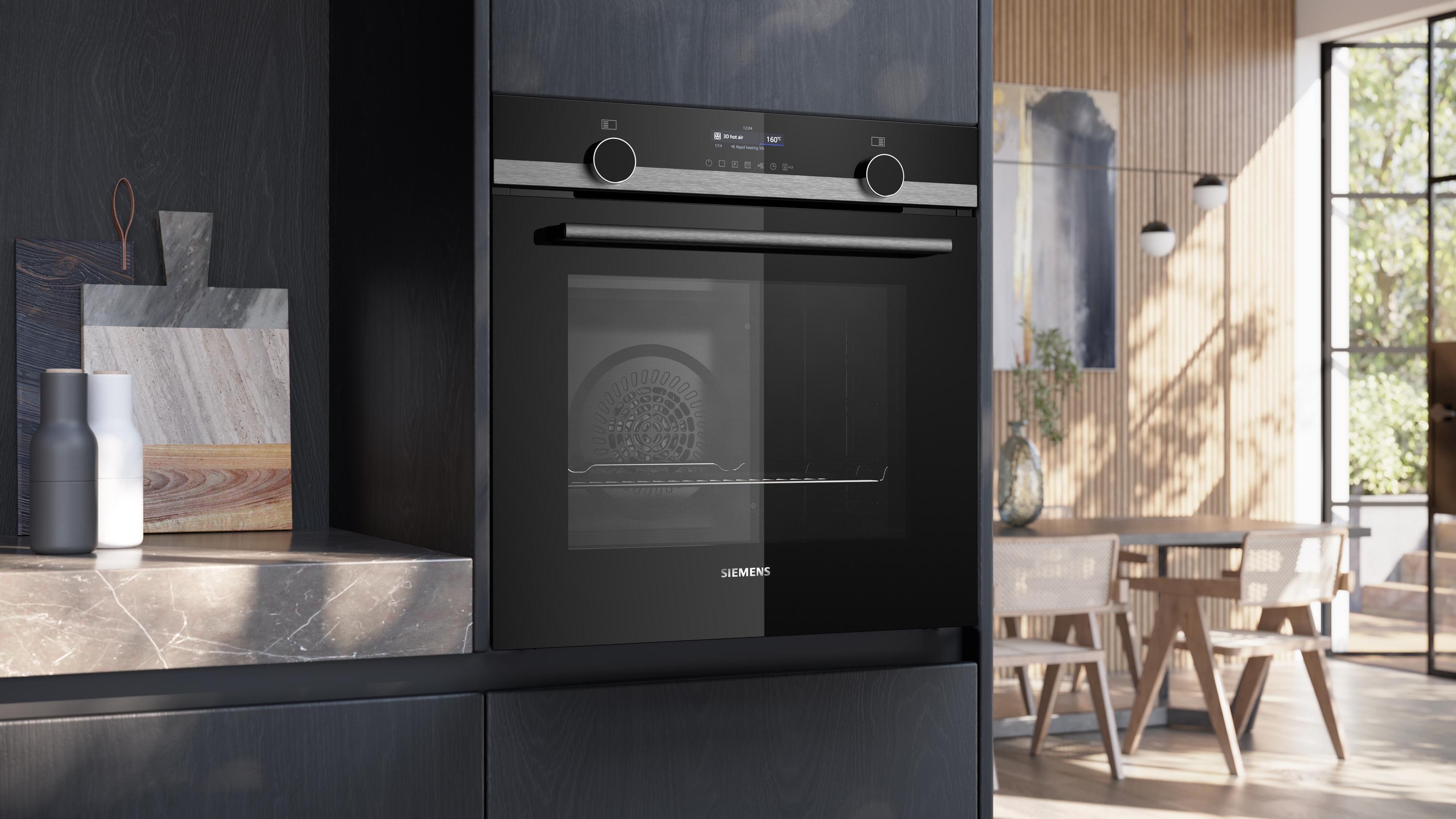Siemens HB579GBR3 iQ500 A+ Einbau-Backofen, 60 cm breit, 71L, ActiveClean, cookControl40, Air Fry, TFT-Display, edelstahl