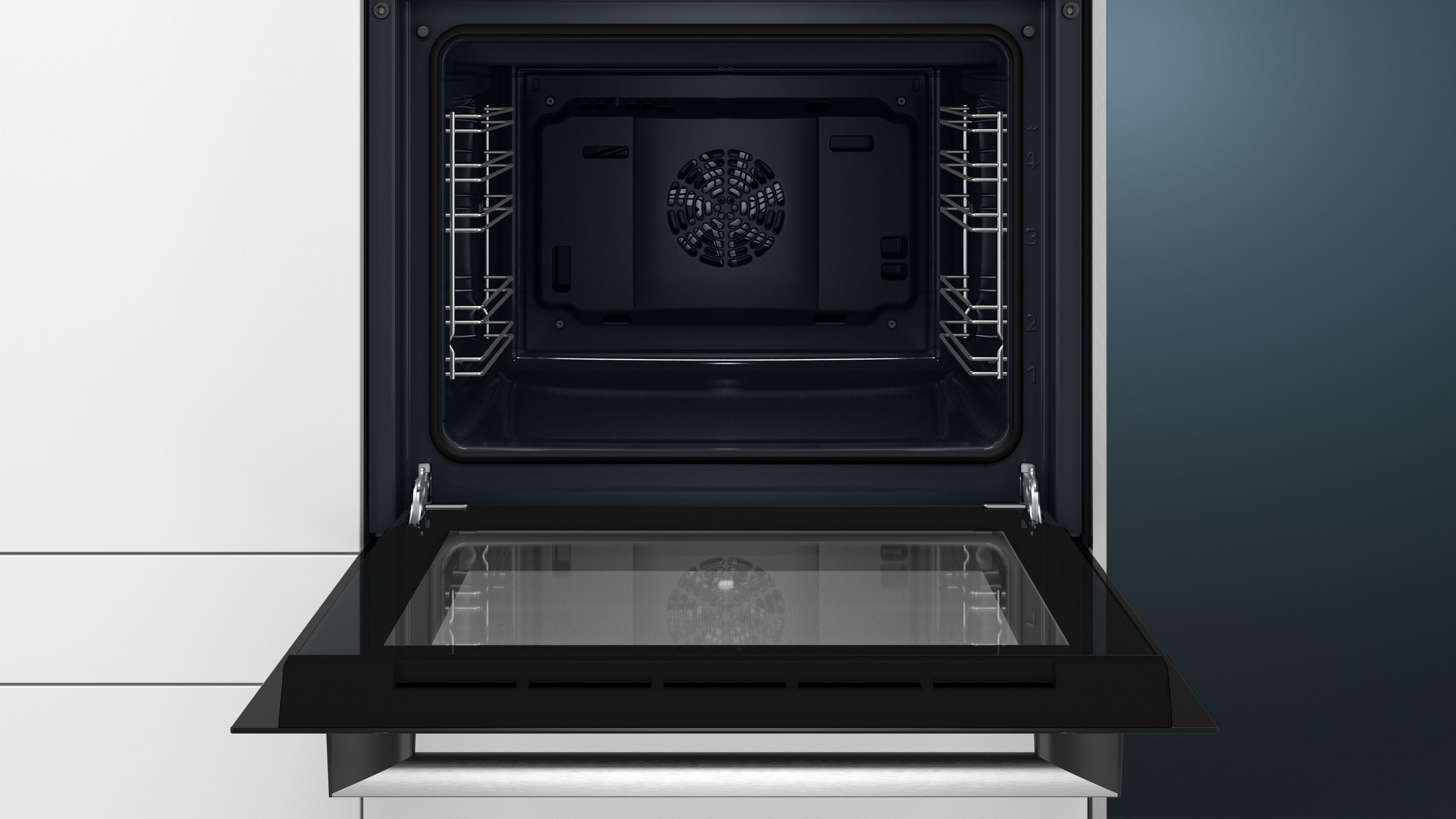 Siemens HB113FBS1 iQ100 EEK: A Einbaubackofen, 60 cm breit, 66 L, 3D-Heißluft Plus, Schnellaufheizung, Edelstahl
