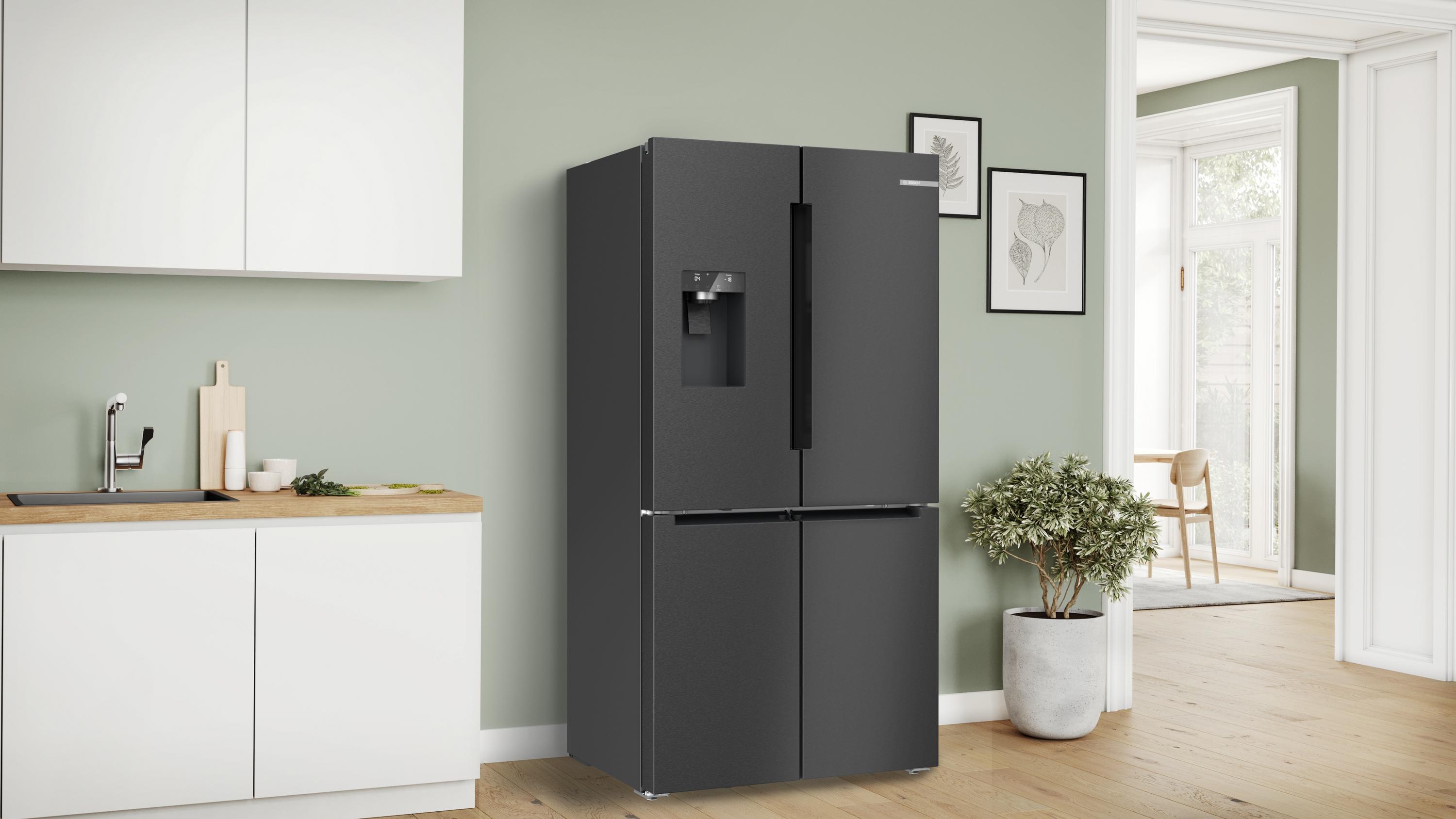 Bosch KFI96AXEA Serie 6, Kühl-Gefrier-Kombination, mehrtürig, 183 x 90.5 cm, Gebürsteter schwarzer Stahl AntiFingerprint, Total No Frost