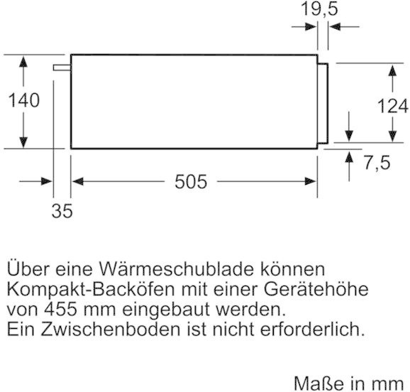 Siemens BI510CNR0 iQ500 Wärmeschublade, 14 cm hoch, 23l, lightControl, Edelstahl/schwarz