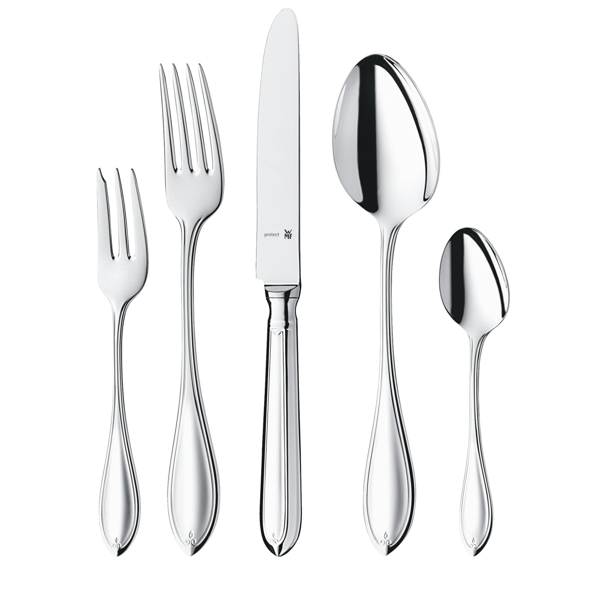 WMF Premiere Edelstahl Besteck Set 6 Personen, Essbesteck Set 30 teilig, Hohlheftmesser, Cromargan