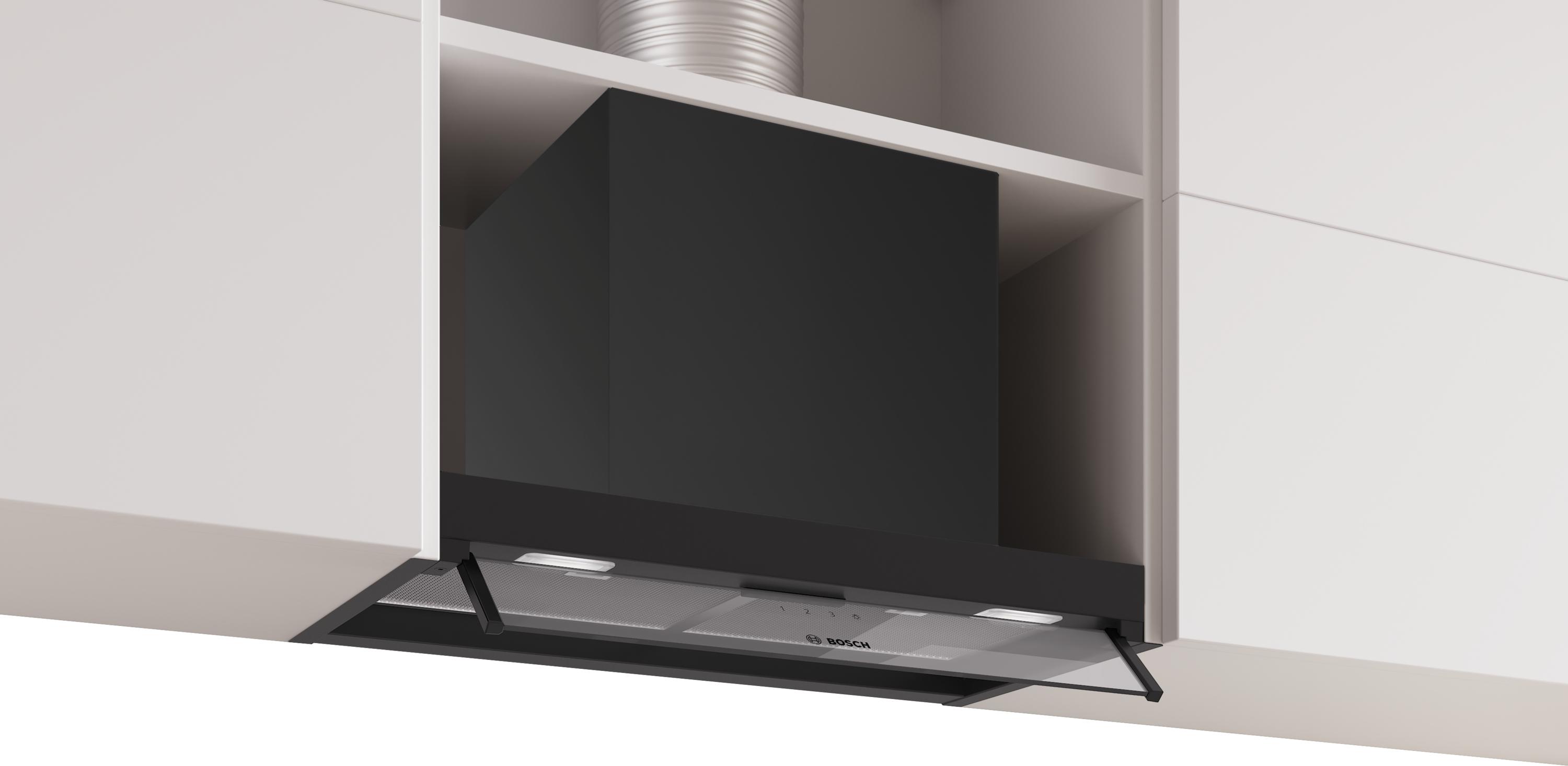 Bosch DBB65CC60 Serie 4, Integrierte Designhaube, 60 cm, Klarglas, Mattschwarz