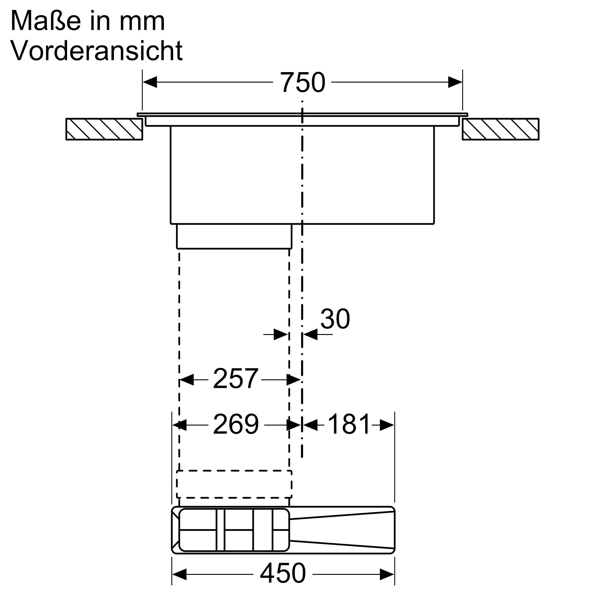 Neff V58NHQ4L0 N 70, Induktionskochfeld mit Dunstabzug, 80 cm, Rahmenlos aufliegend