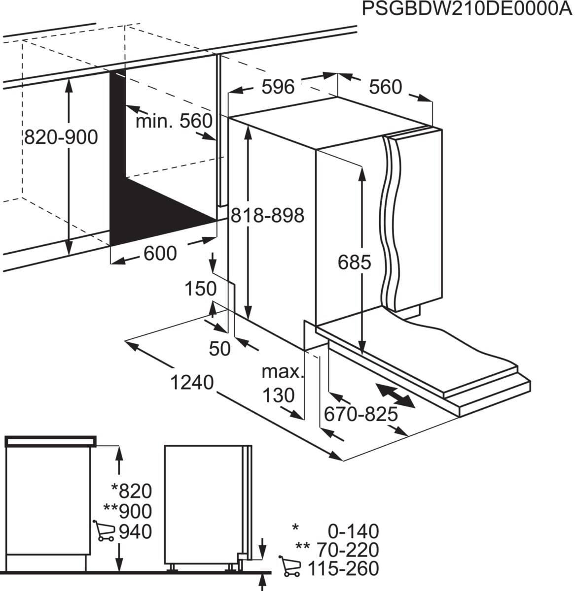 AEG FSE76738P Vollintegrierter-Geschirrspüler / Serie 7000 mit GlassCare / 60cm / WLAN-fähig / AirDry