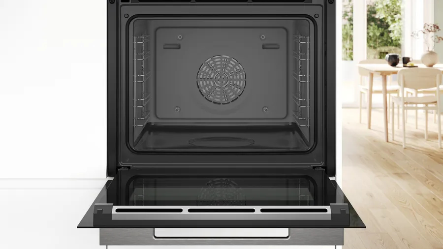 Bosch HSG7584B1 Serie 8 Smarter Einbau-Dampfbackofen, 60 x 60 cm, Digitaler Bedienring, TFT-Touchdisplay Pro, Perfect Steam Dampfsensor, Dampf-Funktion Plus, Heißluft sanft