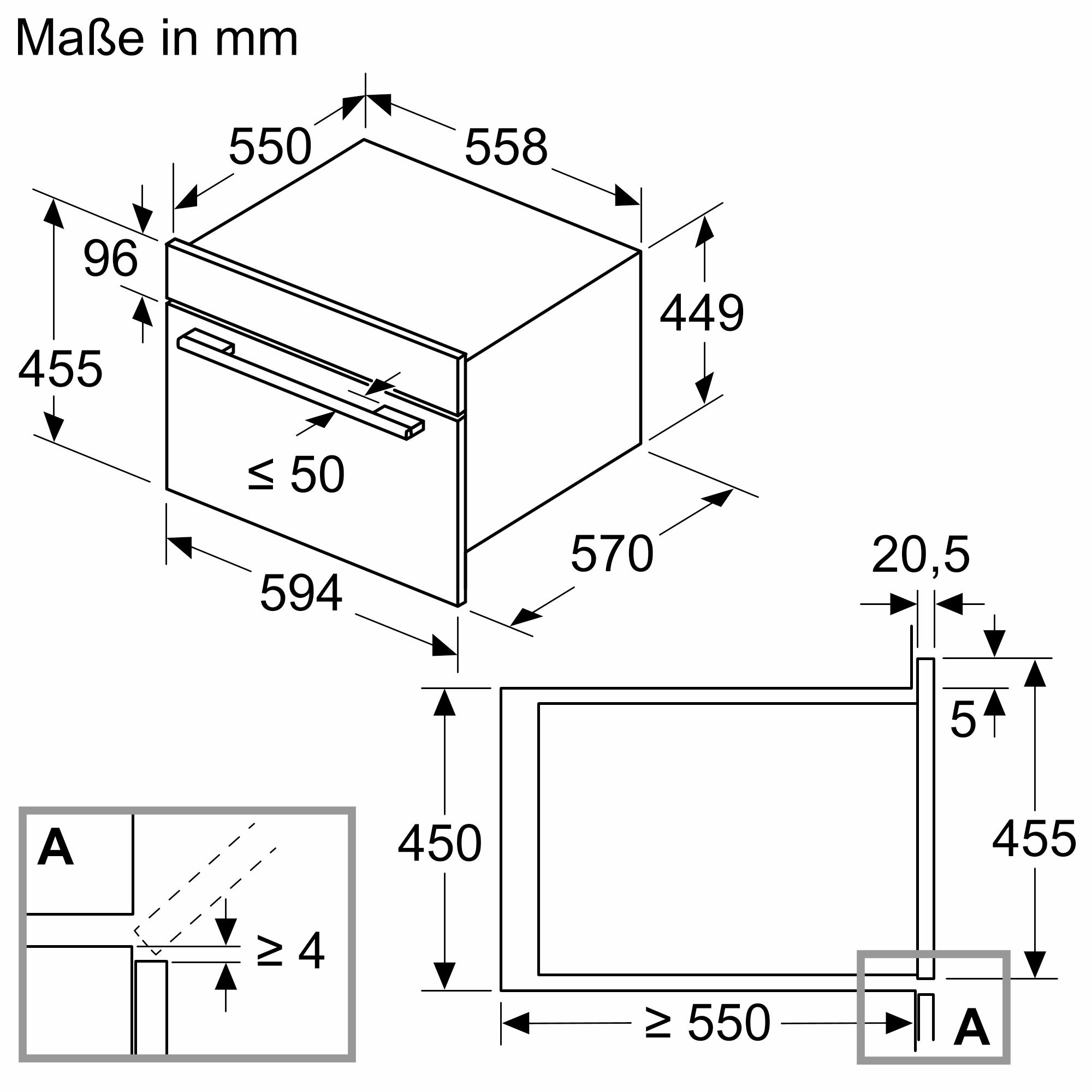 Bosch CMA585GB1 Einbau Mikrowelle, 900W, Nischenhöhe 458 mm, 44 L, AutoPilot 15, Reinigungsoption, LCD-Display, Versenkknebel, Heißluft, Kindersicherung, schwarz
