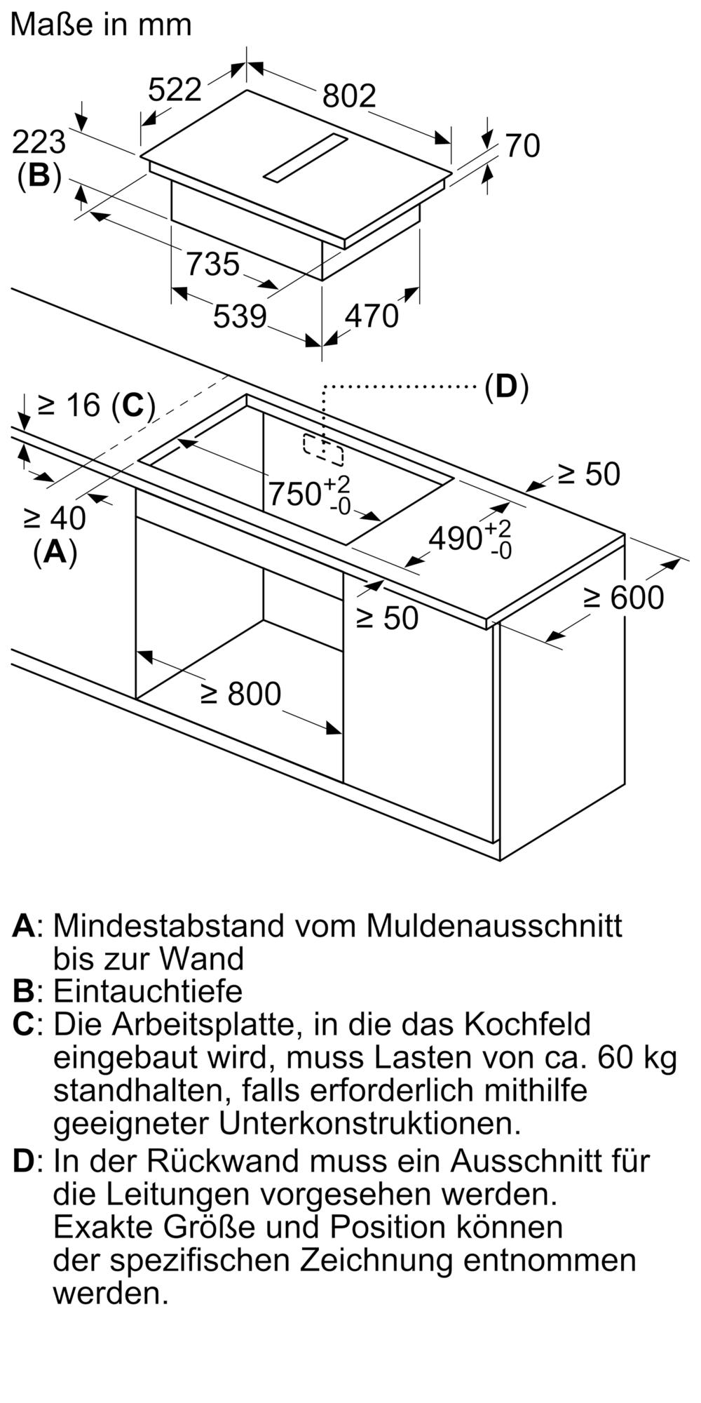 Bosch PVQ811H26E Induktionskochfeld mit Dunstabzug, 80 cm breit, Rahmenlos aufliegend, PerfectFry Plus Bratsensor
