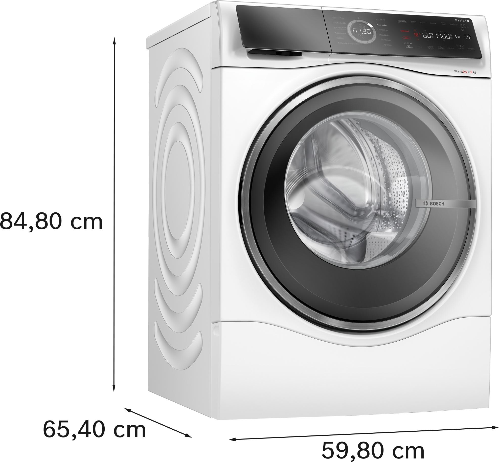 Bosch WNC244070 Serie 8 9kg/6kg Waschtrockner, Sportswear, Wash & Dry, Eco Silence Drive, AquaStop, weiß