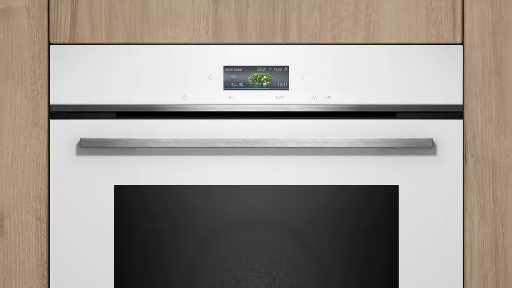 Siemens HB776G1W1 iQ700 Einbaubackofen, 60 cm breit, 71 L, Home Connect, coolStart, TFT-Full-Touchdisplay, weiß