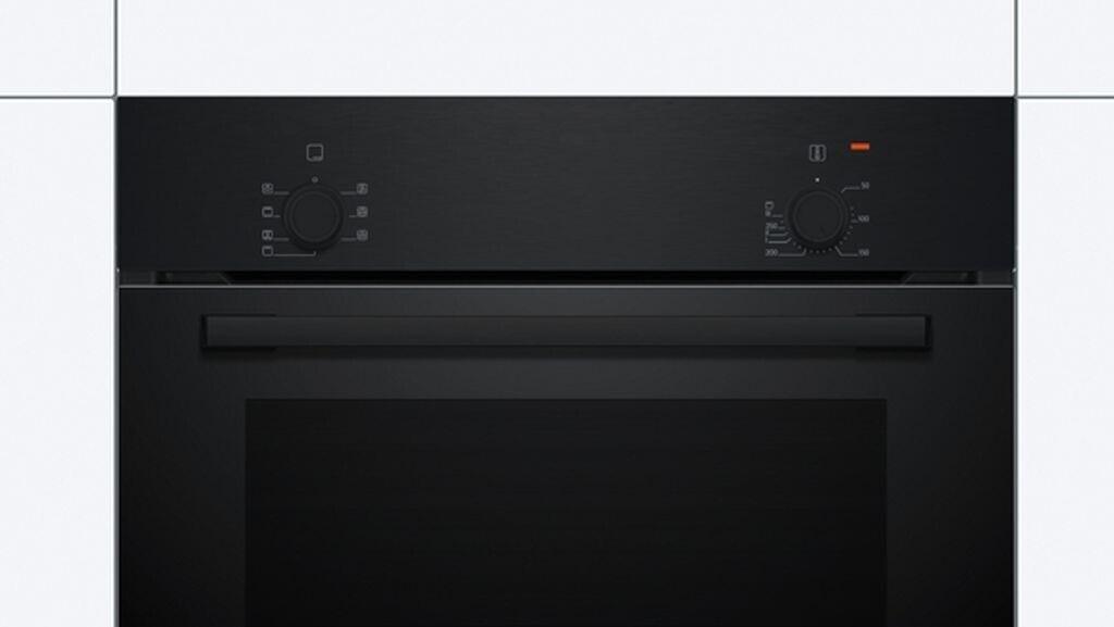 Bosch HBF010BA1 Serie 2 Einbaubackofen 60cm Schwarz 3D-Heißluft 5 Beheizungsarten Schnellaufheizung