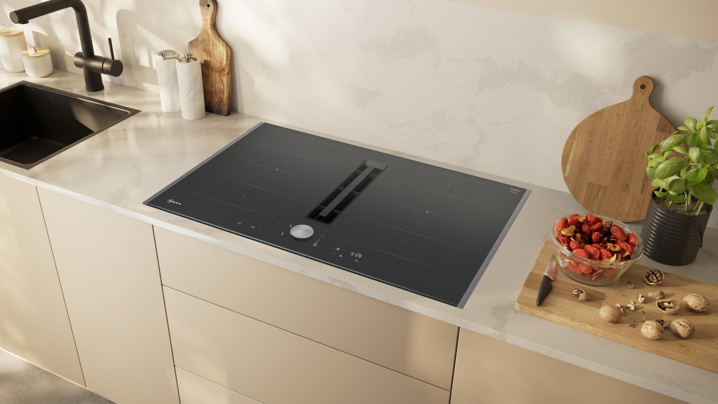 Neff V68TTX4L0 N 90, Induktionskochfeld mit Dunstabzug, 80 cm, Mit Rahmen aufliegend