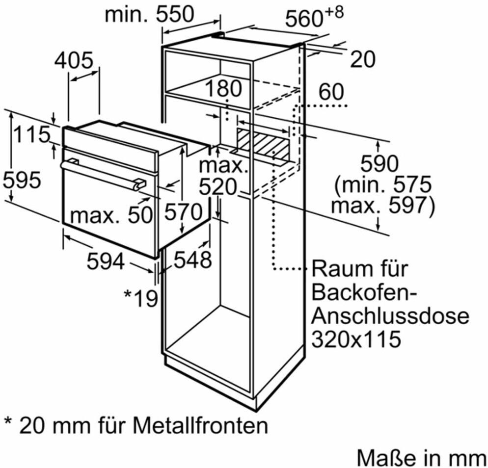 Bosch HBF010BA1 Serie 2 Einbaubackofen 60cm Schwarz 3D-Heißluft 5 Beheizungsarten Schnellaufheizung