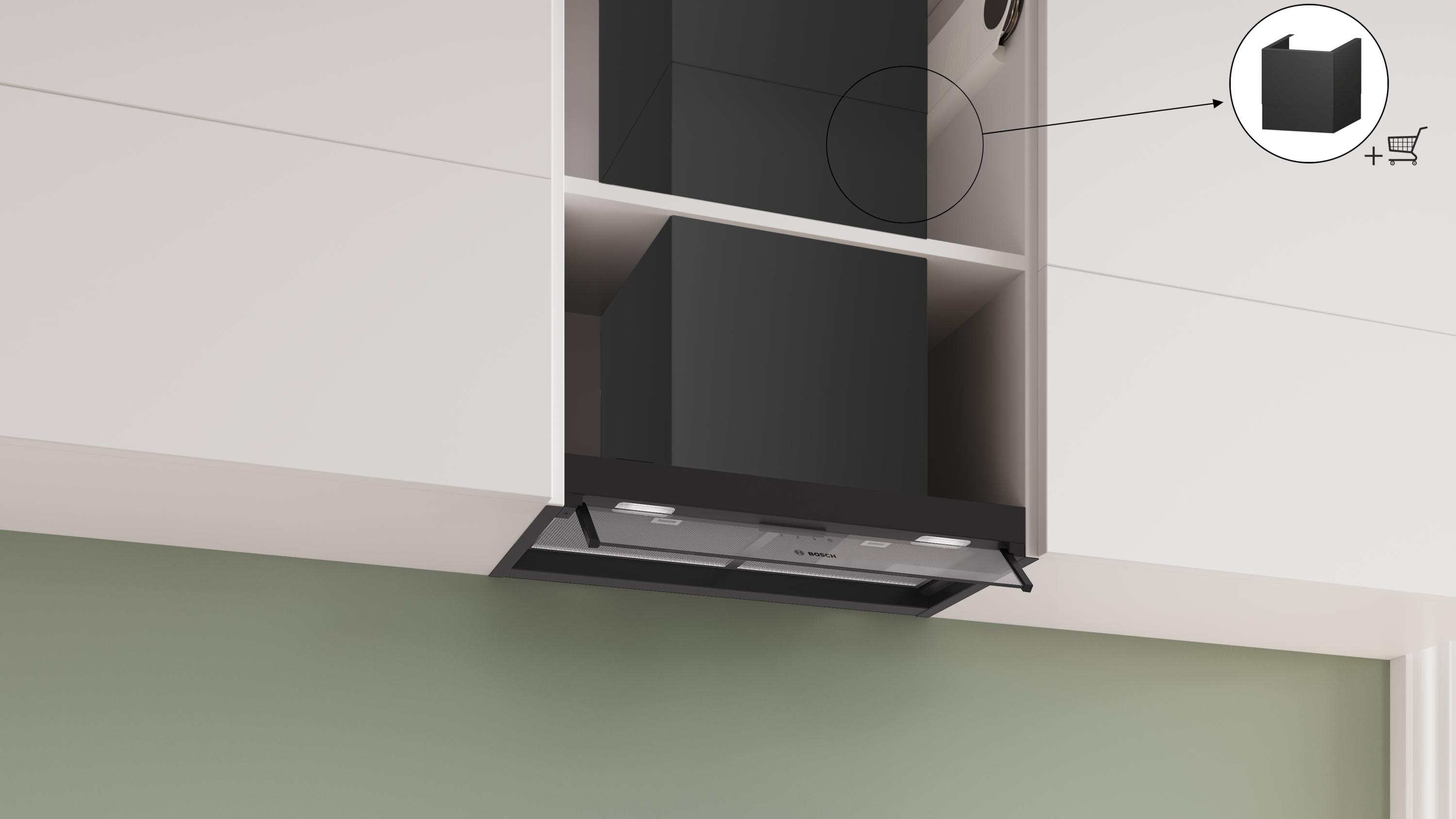 Bosch DBB65CC60 Serie 4, Integrierte Designhaube, 60 cm, Klarglas, Mattschwarz