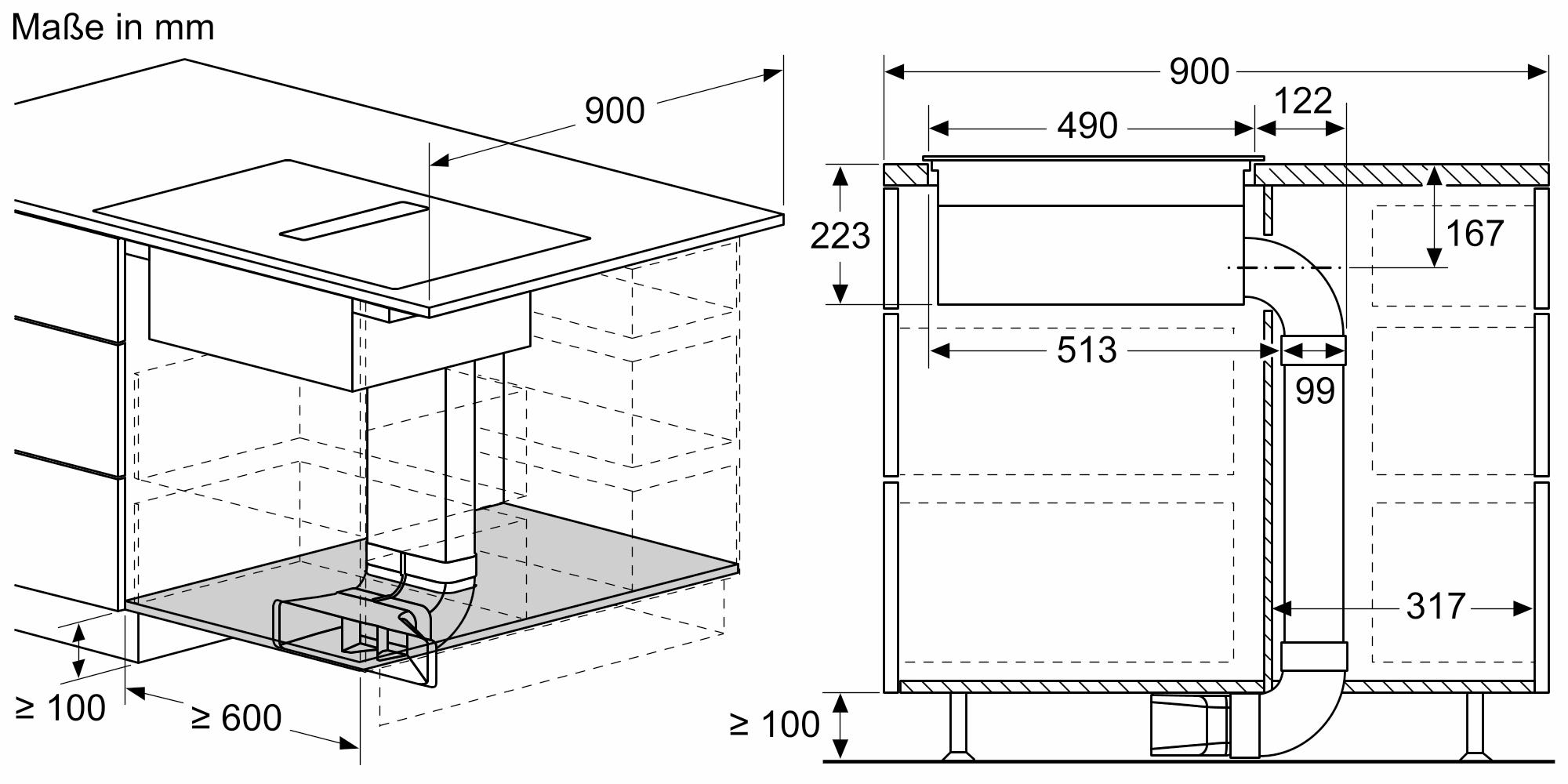 Bosch PVQ811H26E Induktionskochfeld mit Dunstabzug, 80 cm breit, Rahmenlos aufliegend, PerfectFry Plus Bratsensor