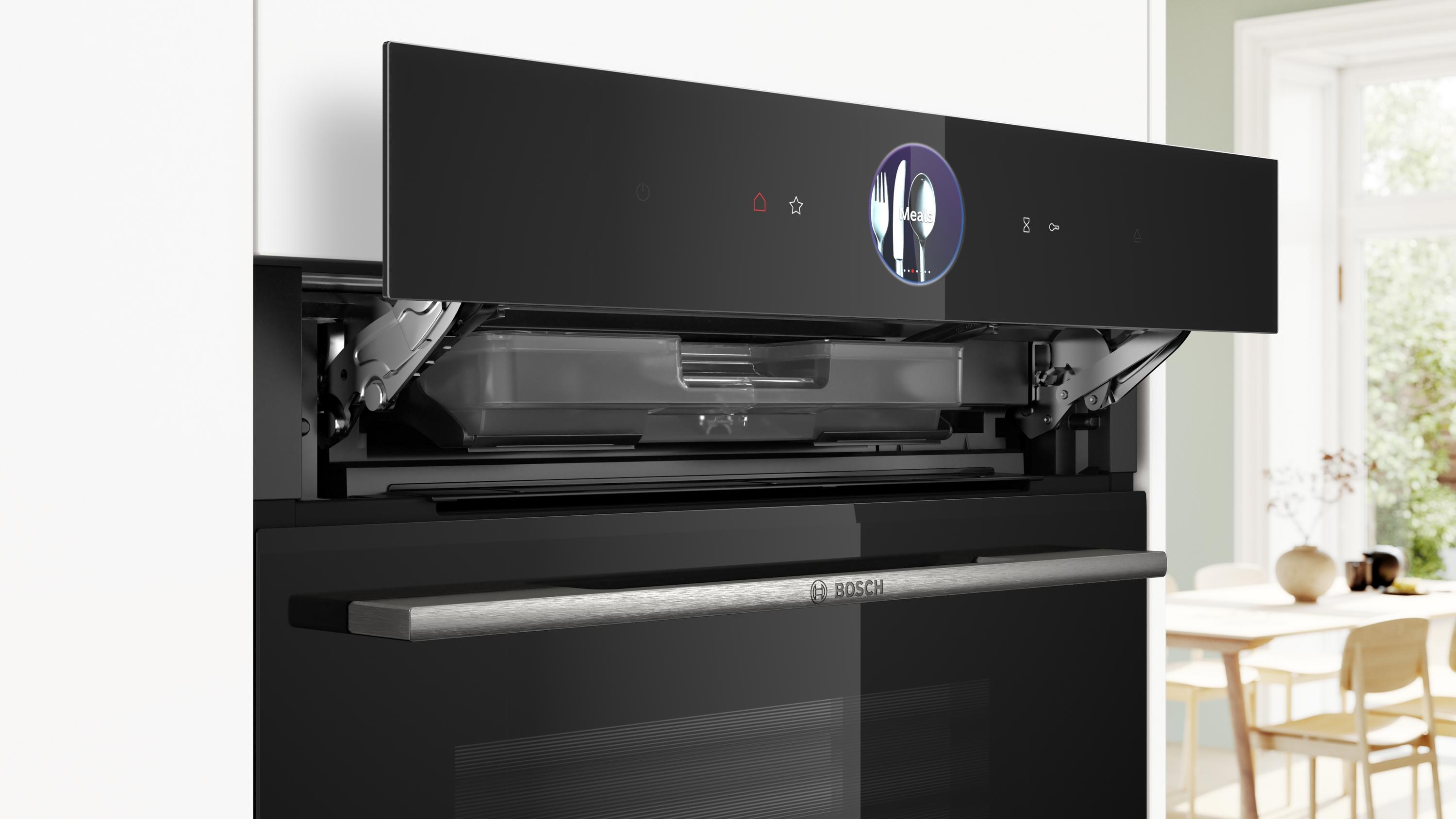 Bosch HSG7364B1 Serie 8 Einbau-Dampfbackofen, 60cm breit, 71 Liter, Abschaltautomatik, Dampf-Funktion Plus, PerfectBake, schwarz