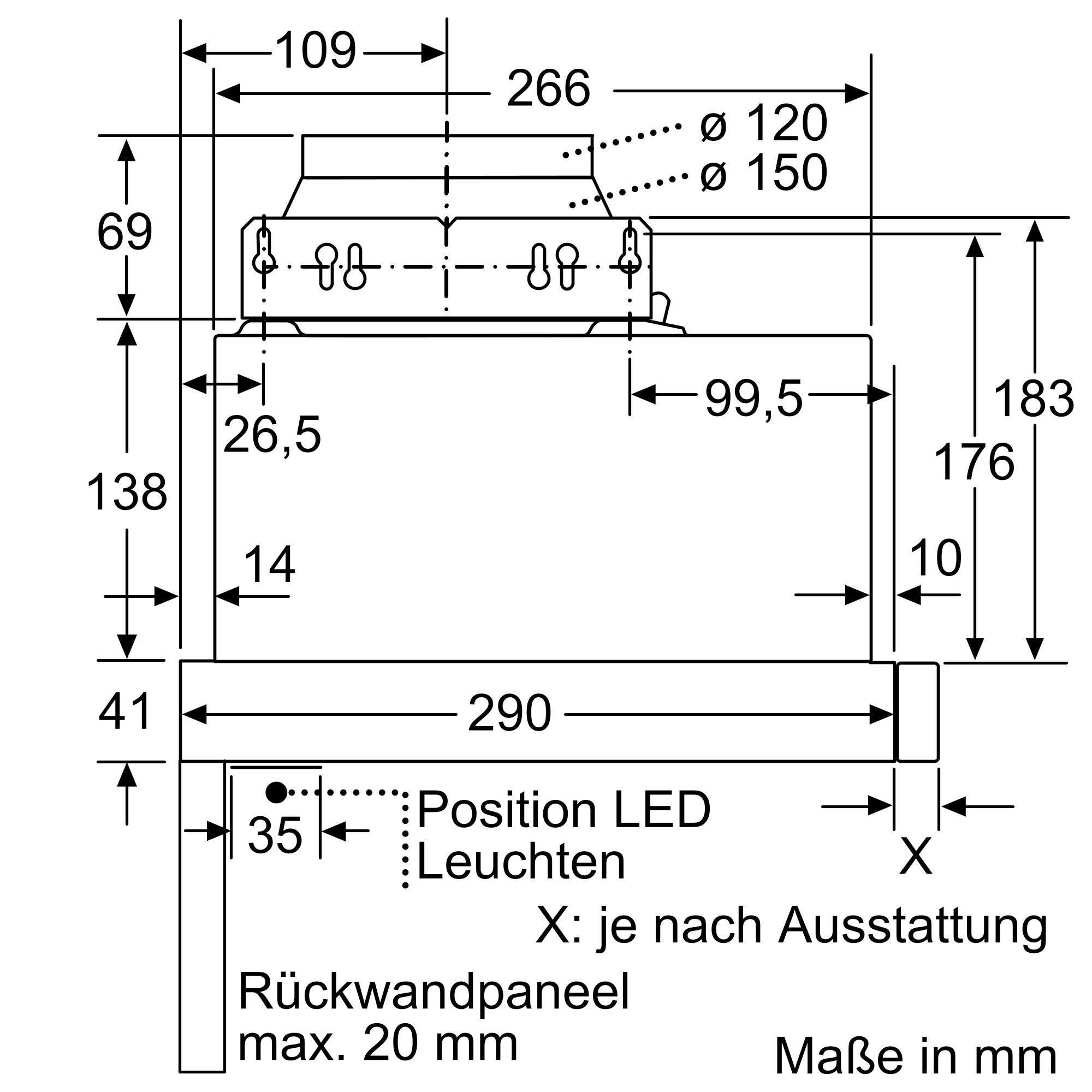 Neff D46ED22X1 N50 EEK: A Flachschirmhaube, 60cm breit, Ab-/Umluft, Intensivstufe, silbermetallic