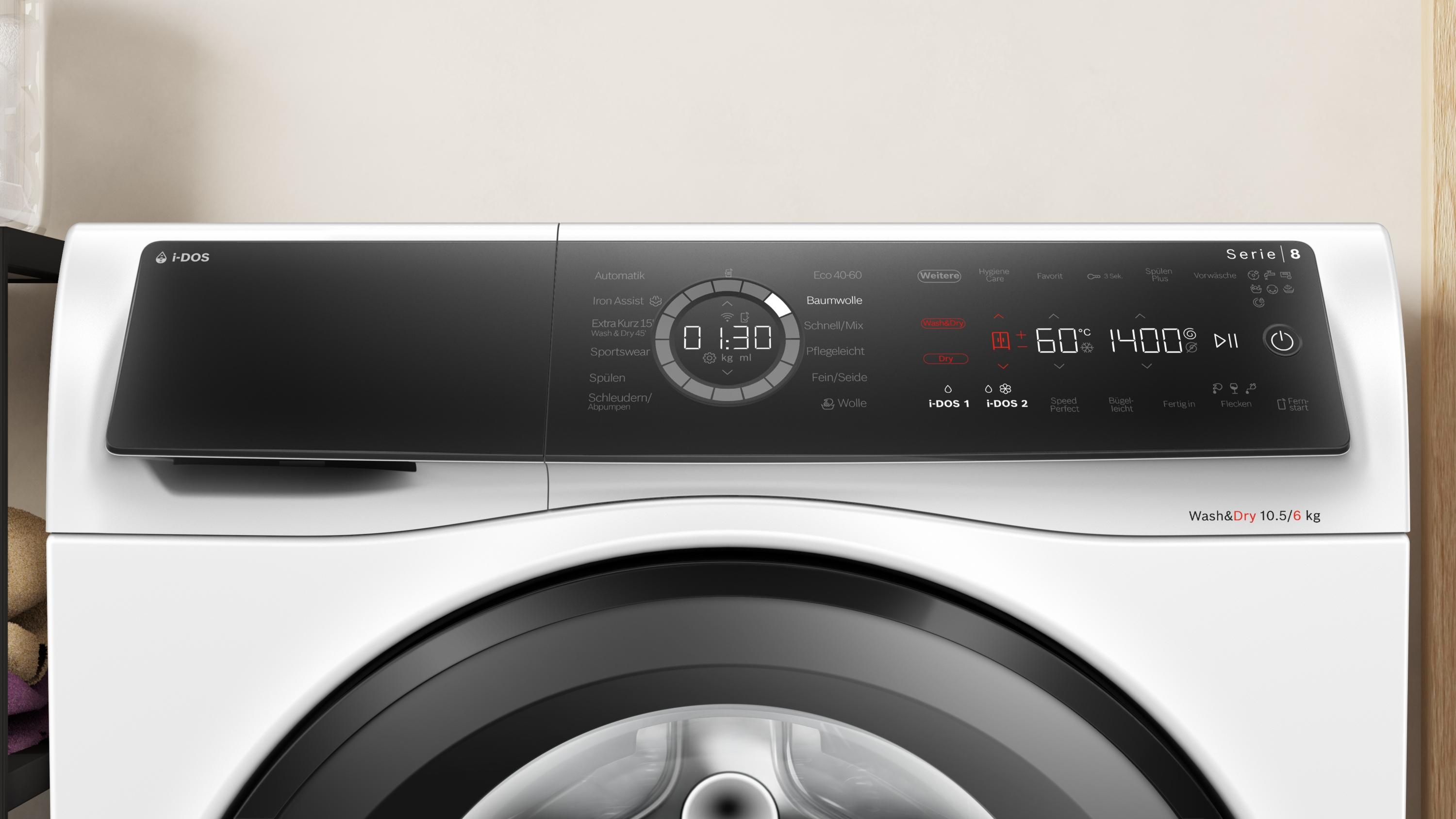 Bosch WNC254A40 Serie 8, Waschtrockner, 10.5/6 kg, max. 1400 U/min.