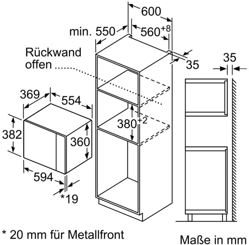 Bosch BEL554MS0 Mikrowelle (Einbau) / 59,4 cm / Kühlgebläse