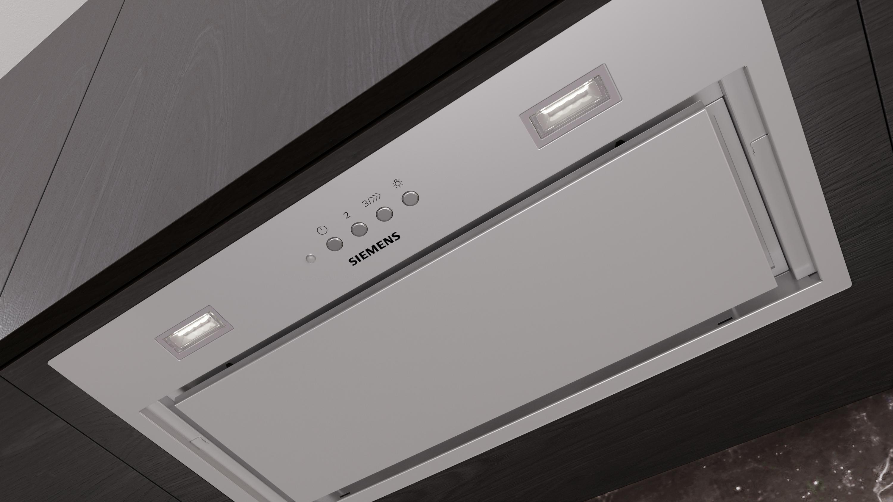 Siemens LB56NAC50 iQ500 Lüfterbaustein, 52 cm breit, Ab-/Umluft, LED-Beleuchtung, cleanAir Plus, Edelstahl, B