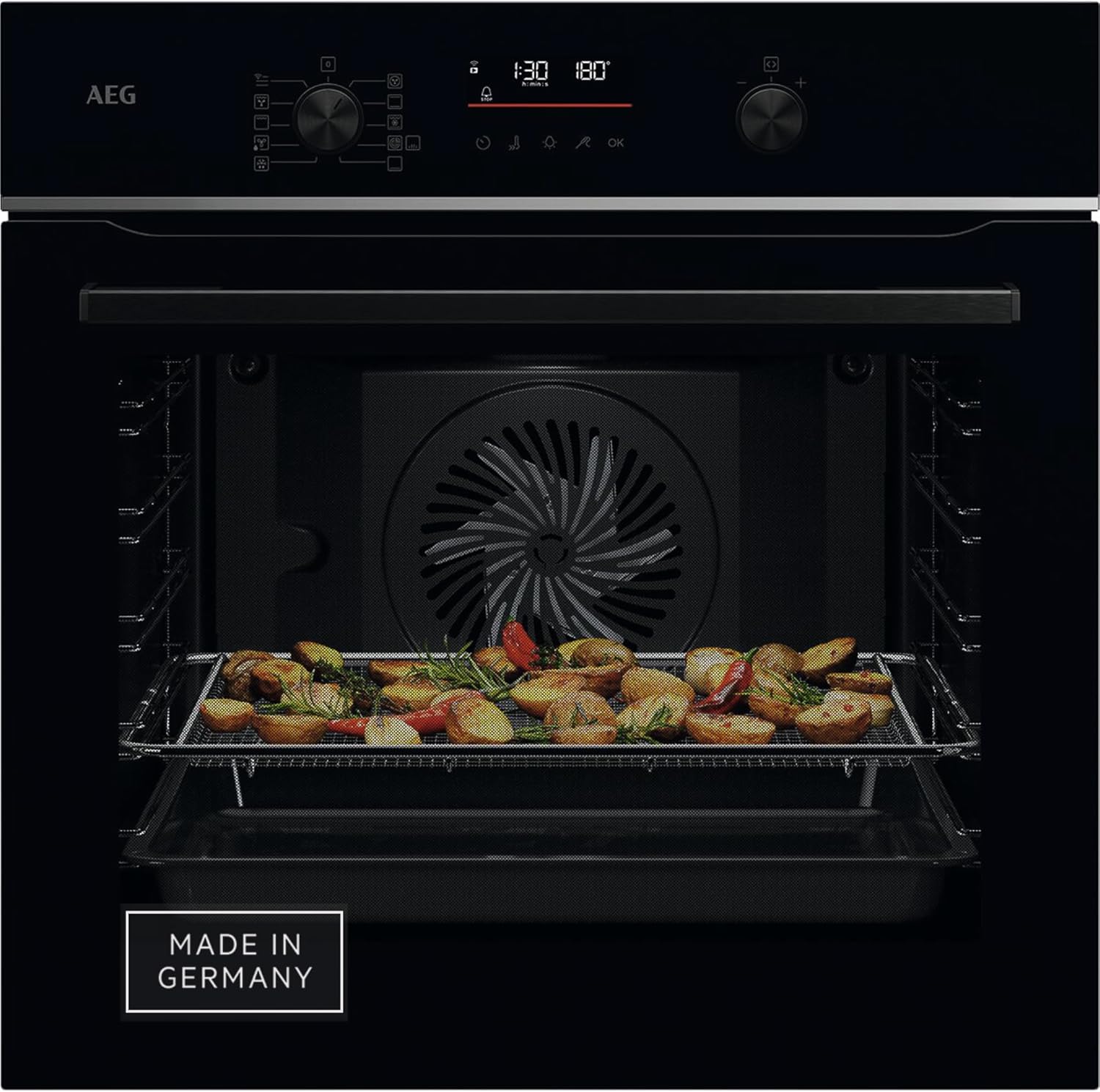 AEG TS6PB50WAB Serie 6000 SenseCook Einbaubackofen Pyrolyse AirFry 72 L Schwarz