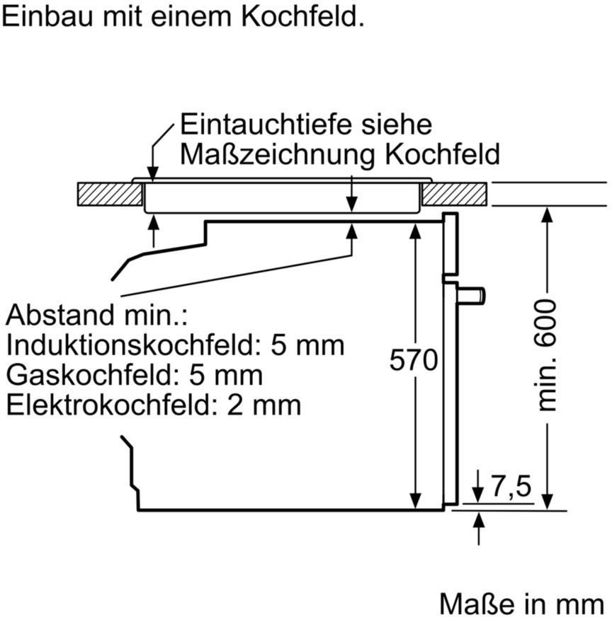 Bosch HBA573BS1 Einbau-Backofen, 71 Liter, 60 cm breit, 3D Heißluft, A