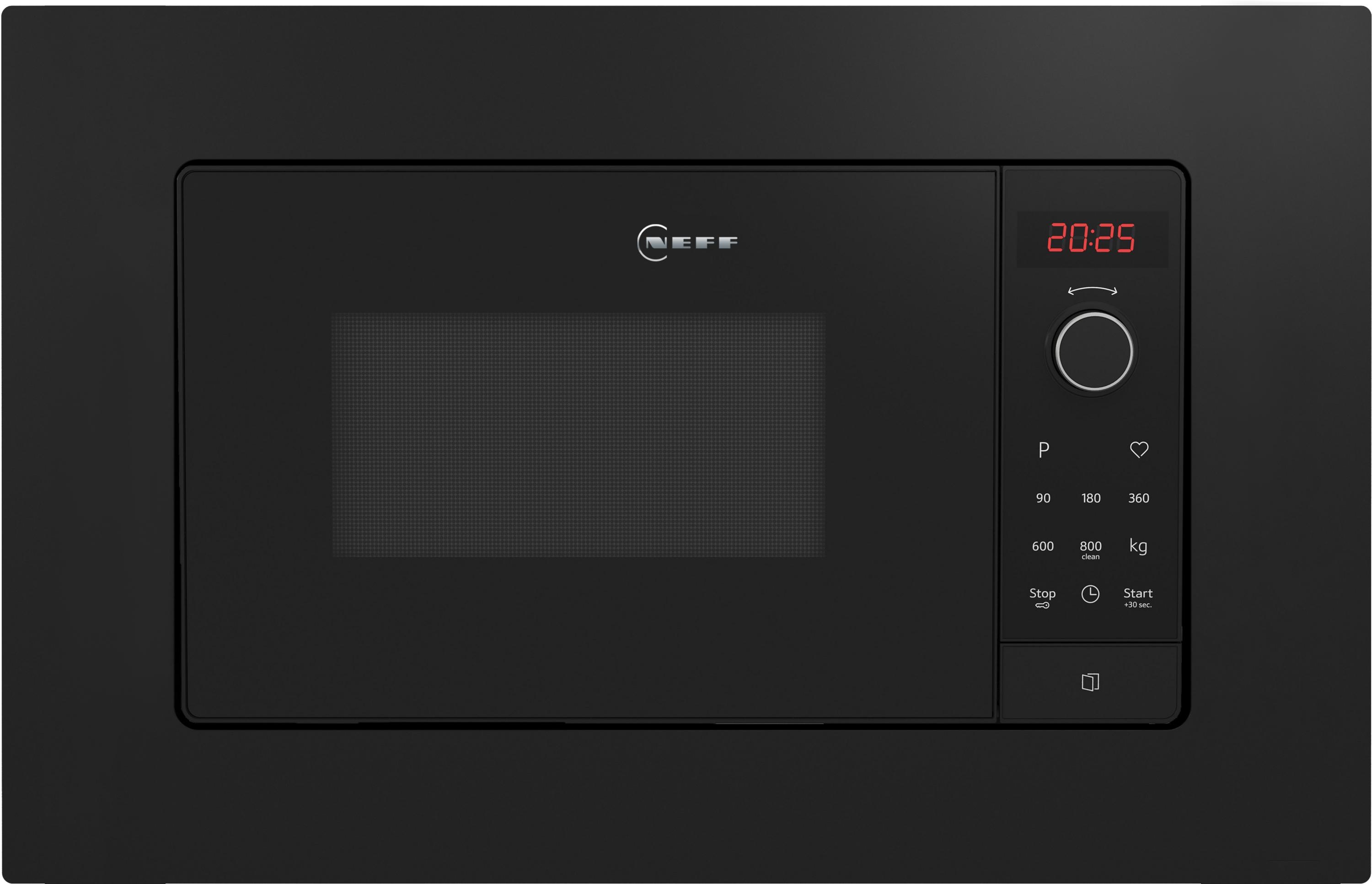 Neff HLAWG26S3 N30 Einbau Mikrowelle, 59,5 cm breit, 800 W, 20 L, QuickStart, 7 Automatikprogramme, schwarz