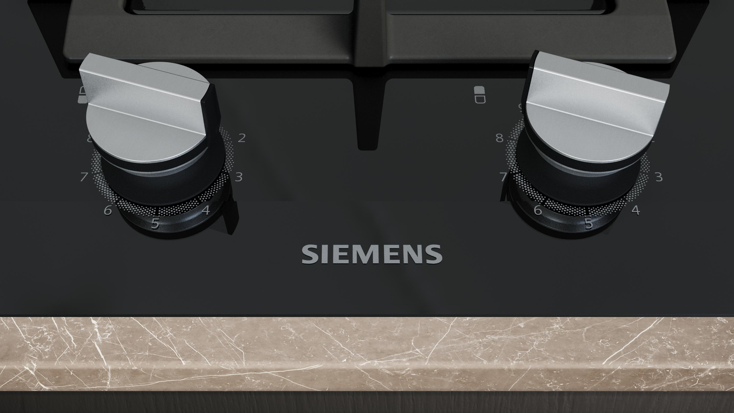 Siemens ER3A6BI40 iQ700, Domino-Kochfeld, Gas, 30 cm, Glaskeramik, Schwarz