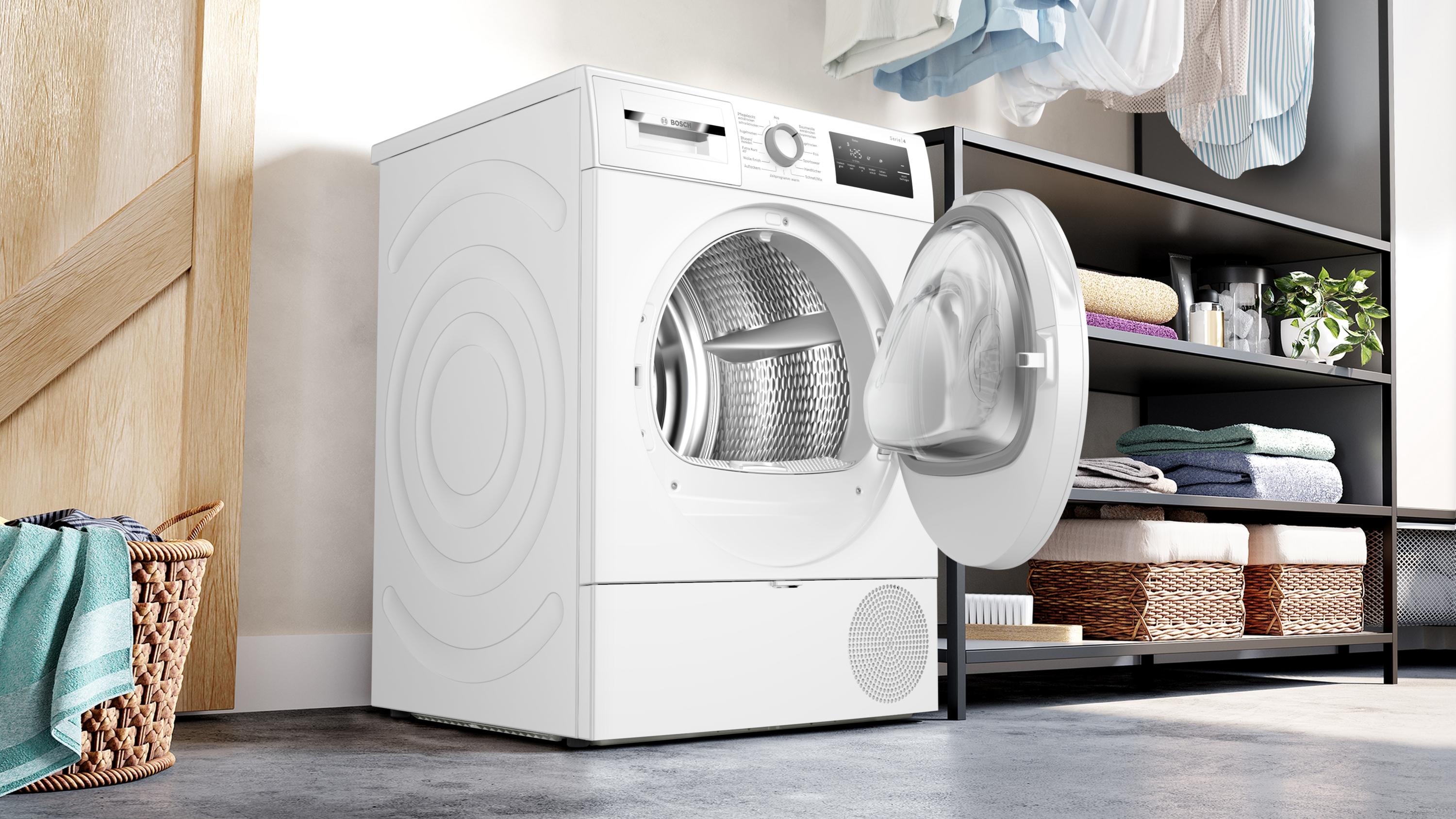 Bosch WTH83V04 Serie 4 8kg EEK: D Wärmepumpentrockner, 60 cm breit, Auto Dry, Sensitive-Drying-System, Quick-40 -Trocknen, weiß