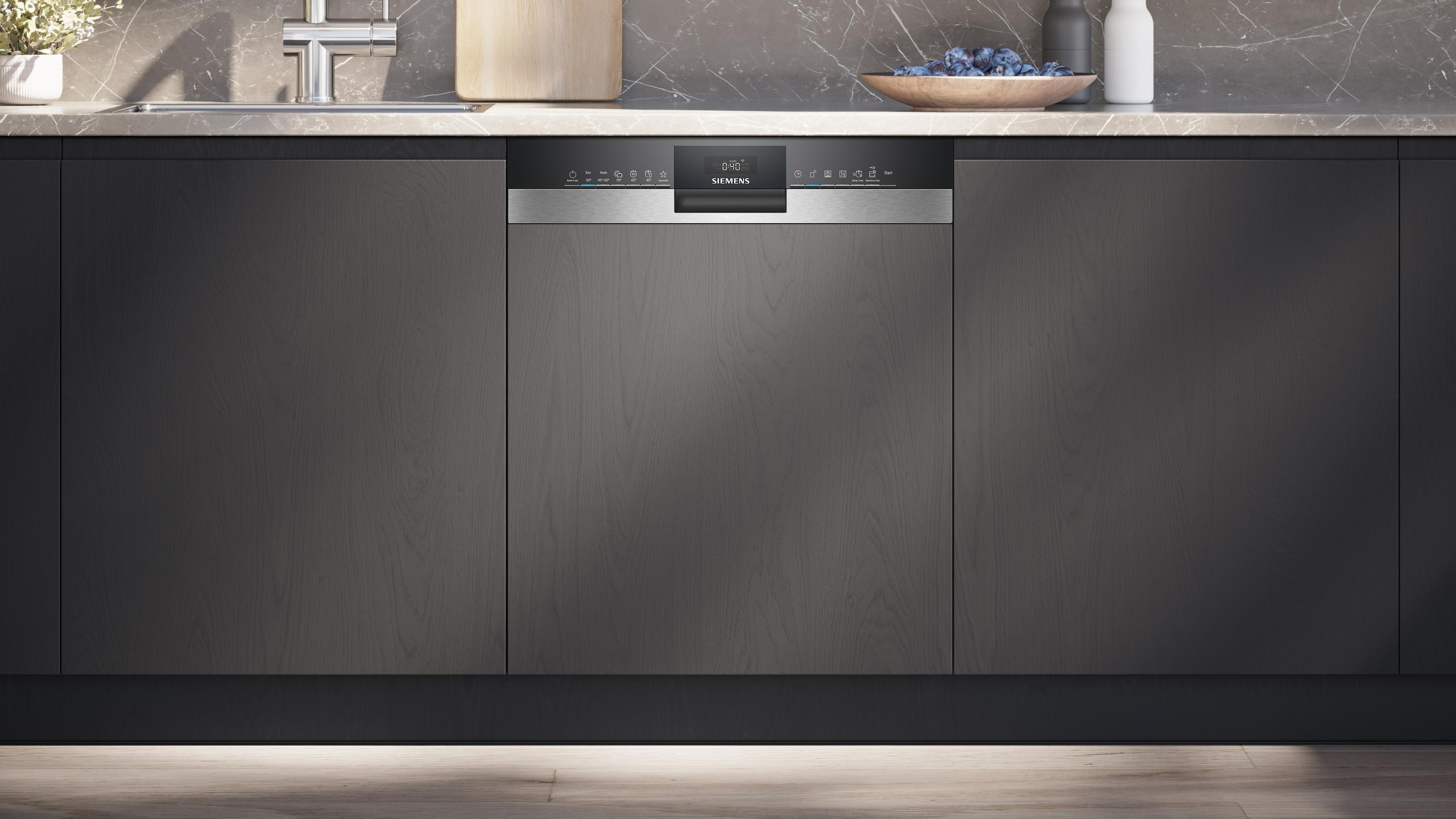 Siemens SN53ES04TE iQ300, Teilintegrierter Geschirrspüler, 60 cm, Gebürsteter Stahl