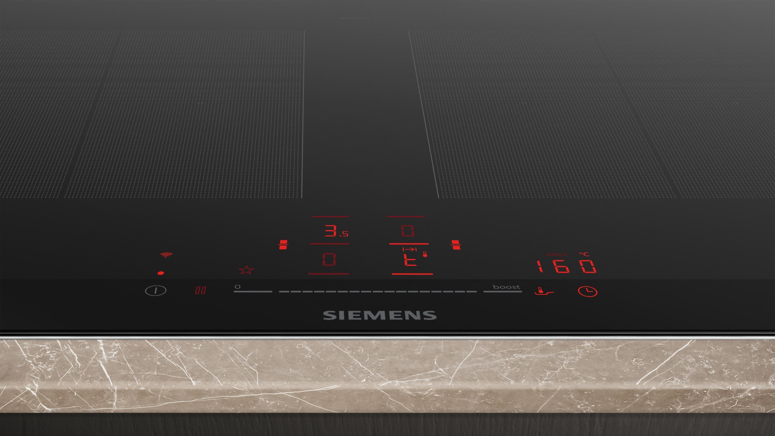 Siemens EX275HXC1E iQ700 Autarkes Induktionskochfeld, Glaskeramik, 91 cm breit, TouchControl, HomeConnect, mit Rahmen, schwarz