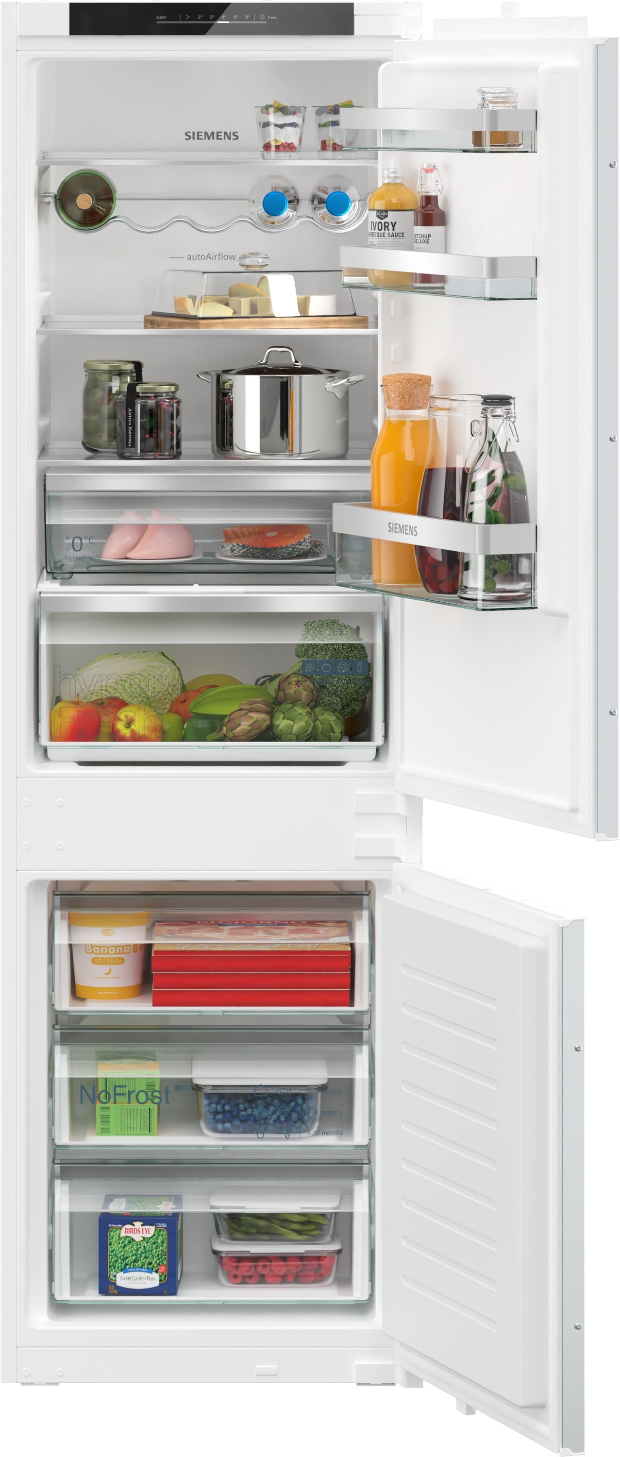 Siemens KI86NVSE0 Einbau Kühl-/Gefrierkombination, 260 L, 56 cm breit, hyperFresh System, freshSense, noFrost, LED-Beleuchtung