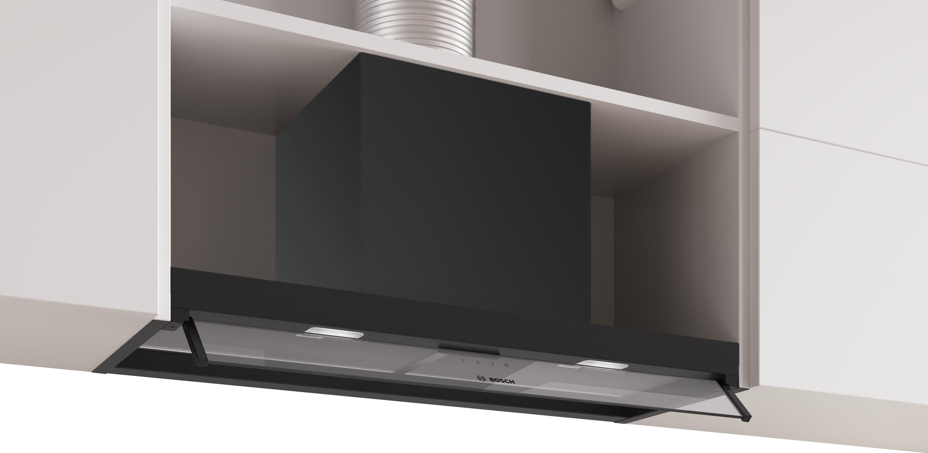 Bosch DBB85CC60 Serie 4, Integrierte Designhaube, 80 cm, Klarglas, Mattschwarz