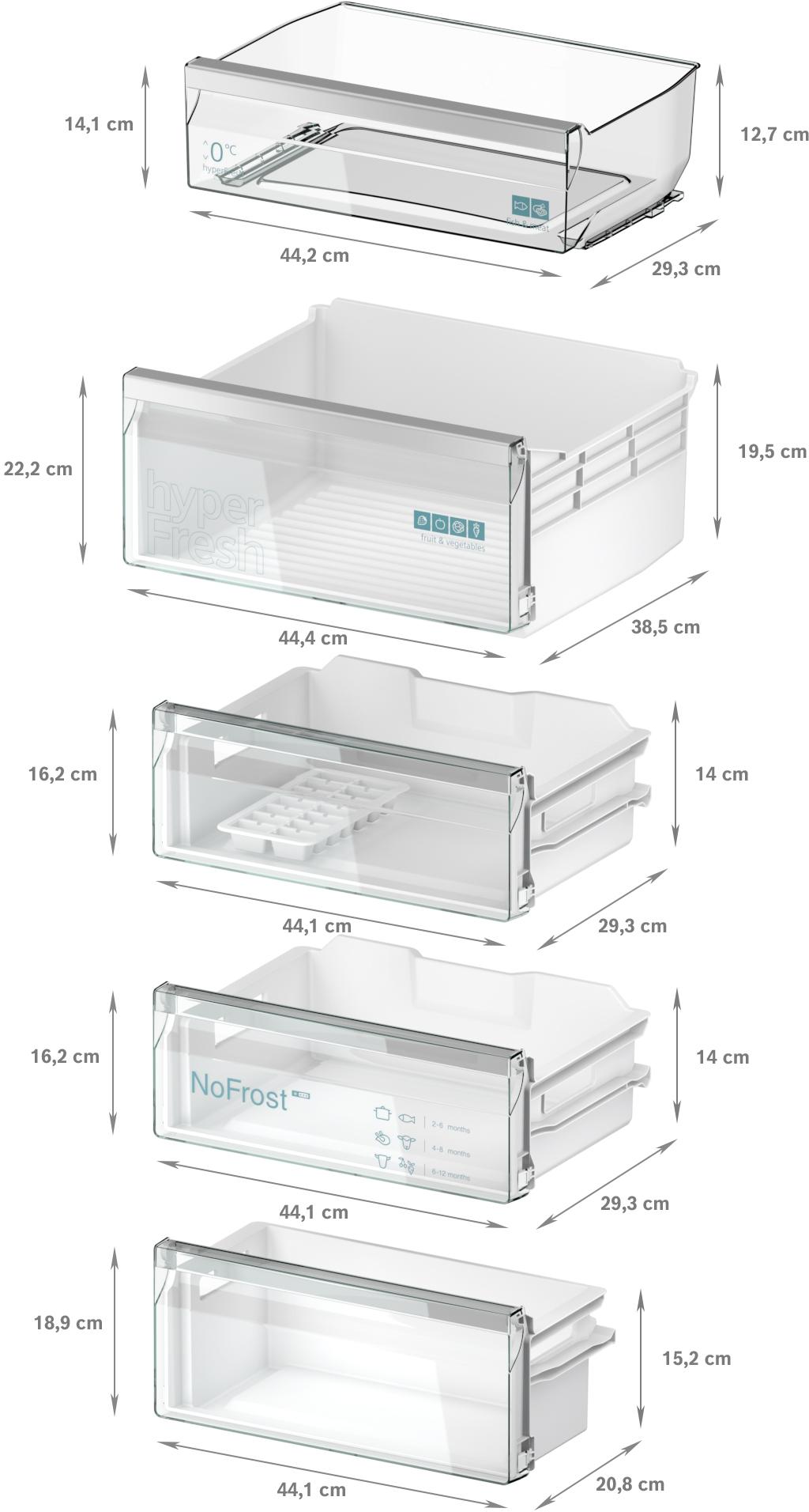 Siemens KI96NVFD0 iQ300 Einbau Kühl-Gefrierkombination, Nischenhöhe 194 cm, NoFrost, 290 L, Festtürtechnik, hyperFresh, LED Beleuchtung, weiß