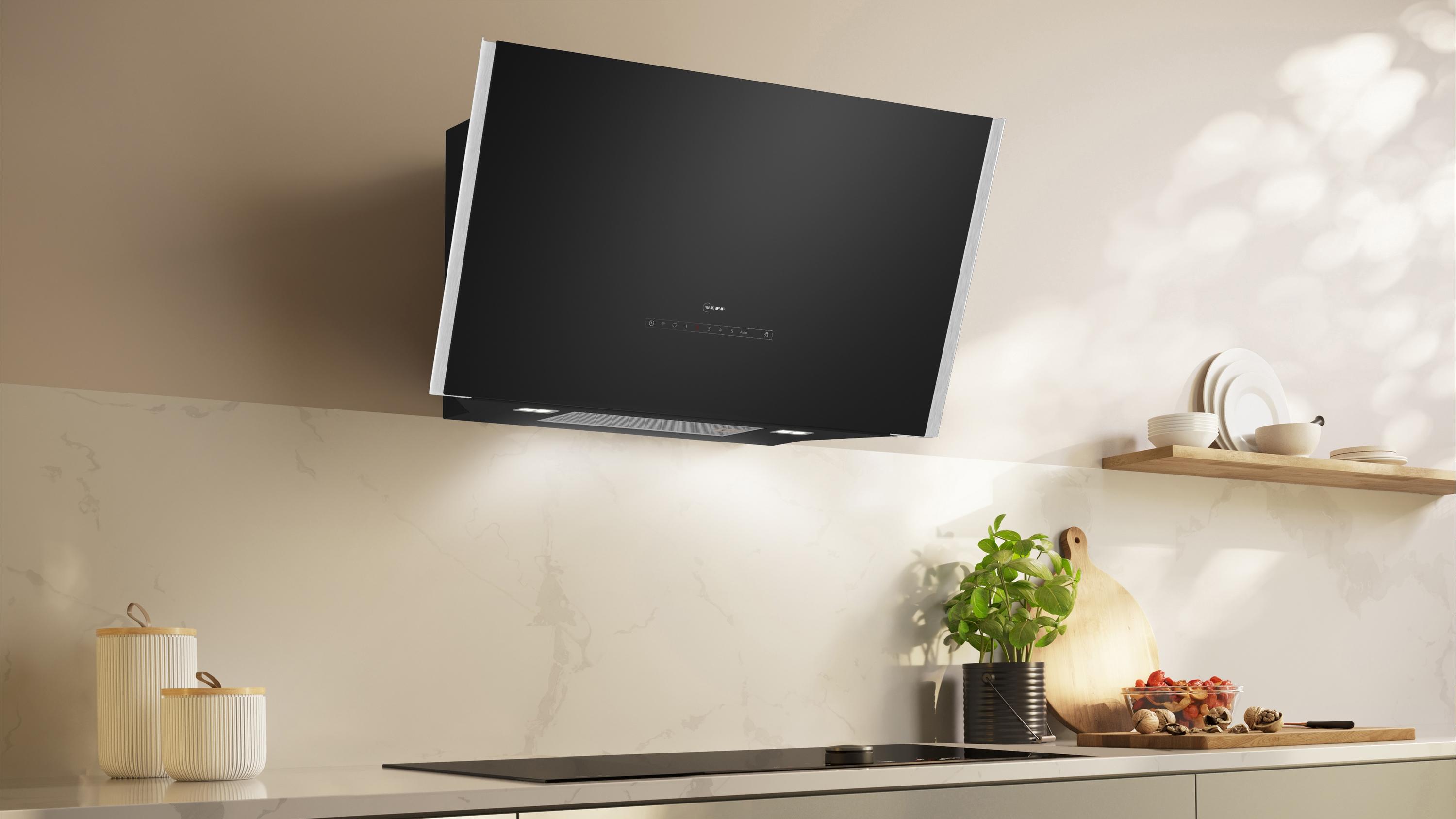 NEFF D98IPT2S0, N90, Smarte Wandesse, Dunstabzugshaube zur Wandmontage, 90 cm breit, Efficient Drive, Automatischer Luftsensor, Kochfeldbasierte Haubensteuerung, Touch Control