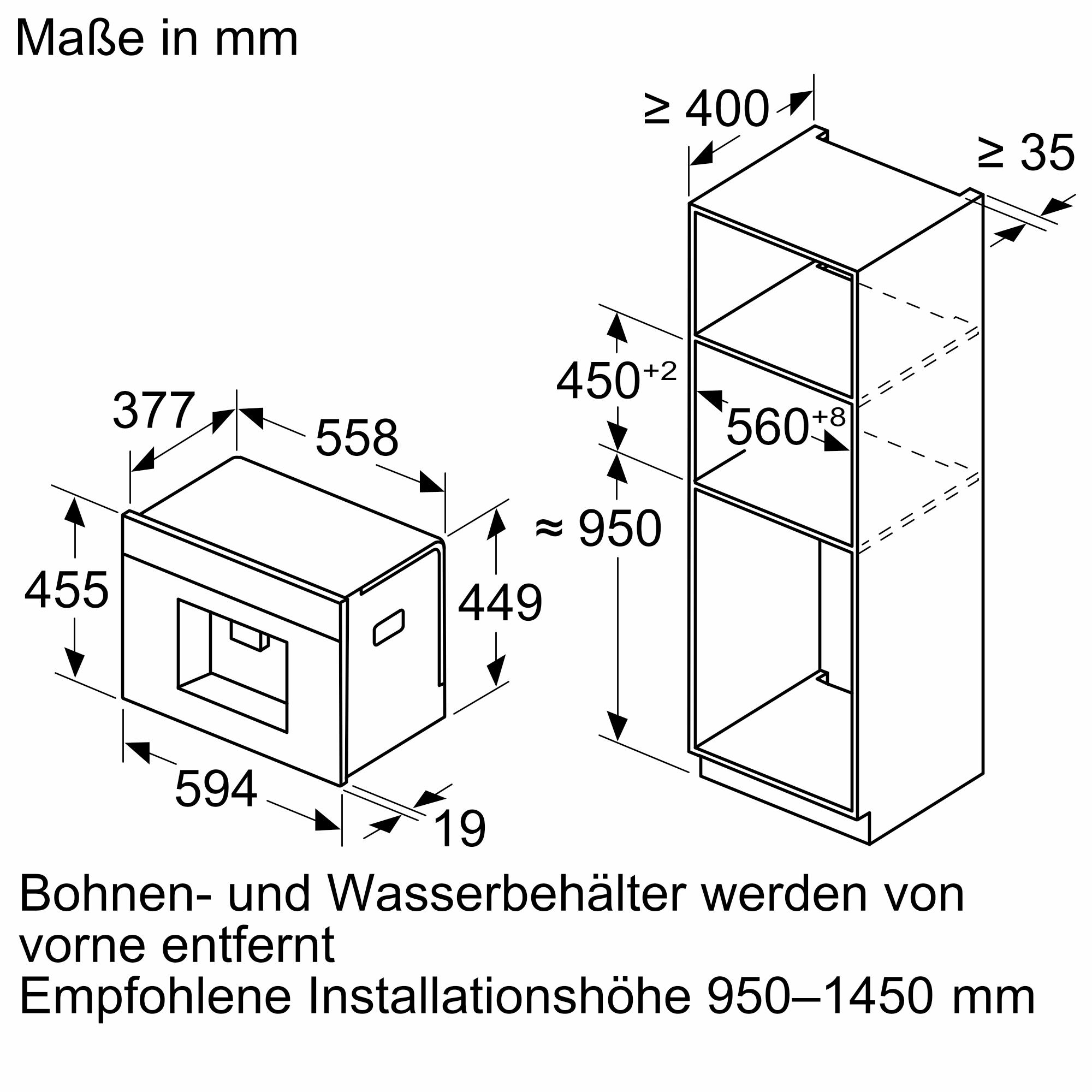 Bosch CTL7181B0 Serie 8 Einbau-Kaffeevollautomat, 19,0 bar, Aroma Select, Home Connect, Slide-and-Touch-Display, 2,4L, schwarz