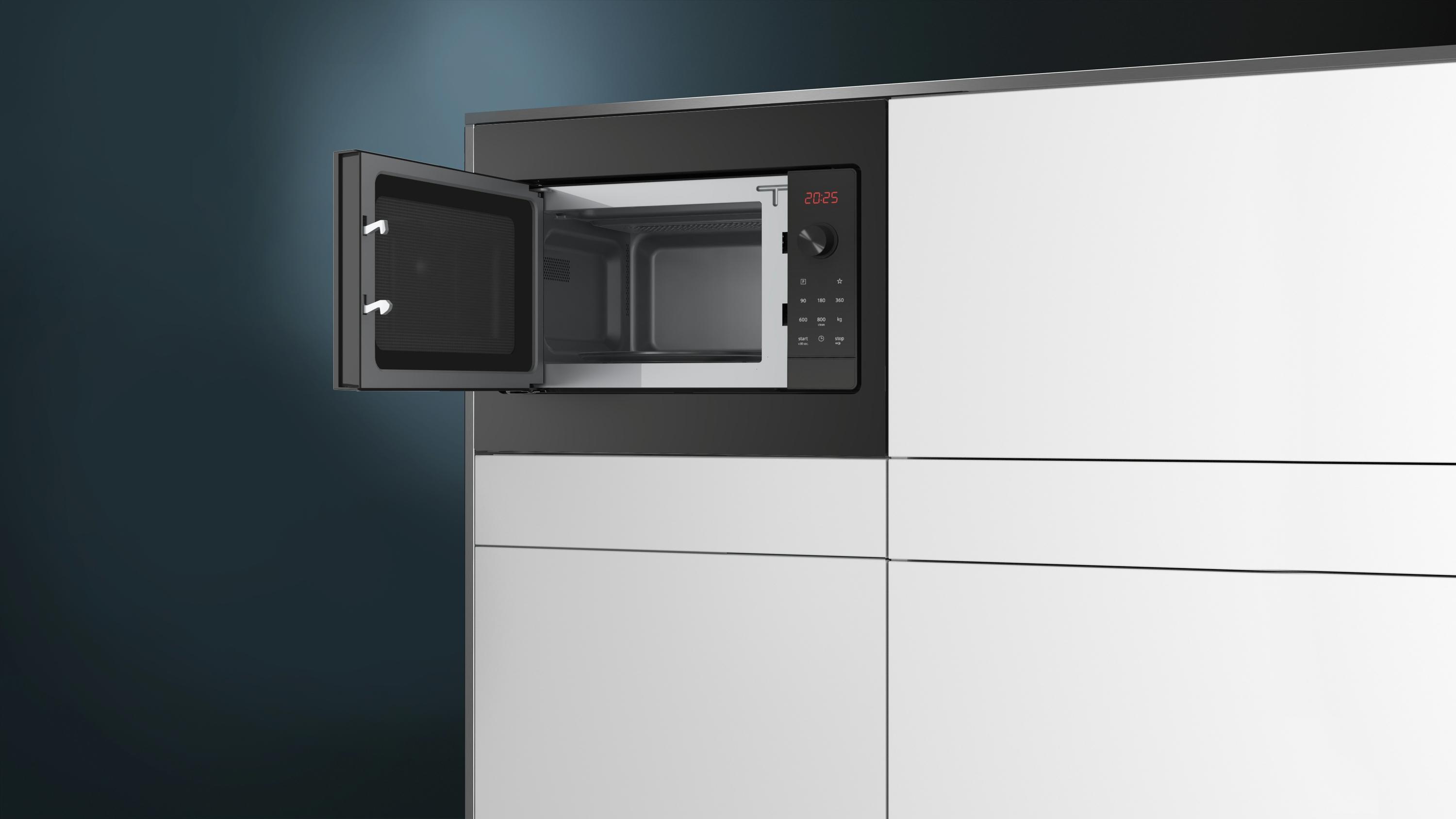 Siemens BF523LMB3 iQ300 Einbau-Mikrowelle, 800 Watt, Türanschlag links, schwarz